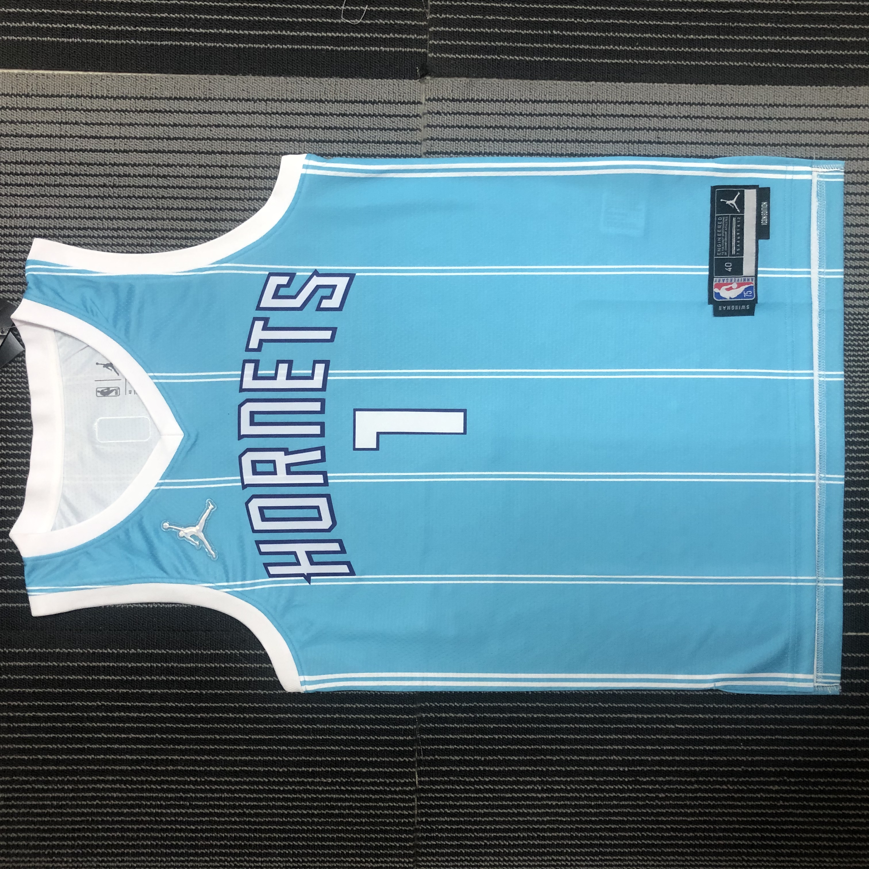75th anniversary Hornets blue number 1 Bauer