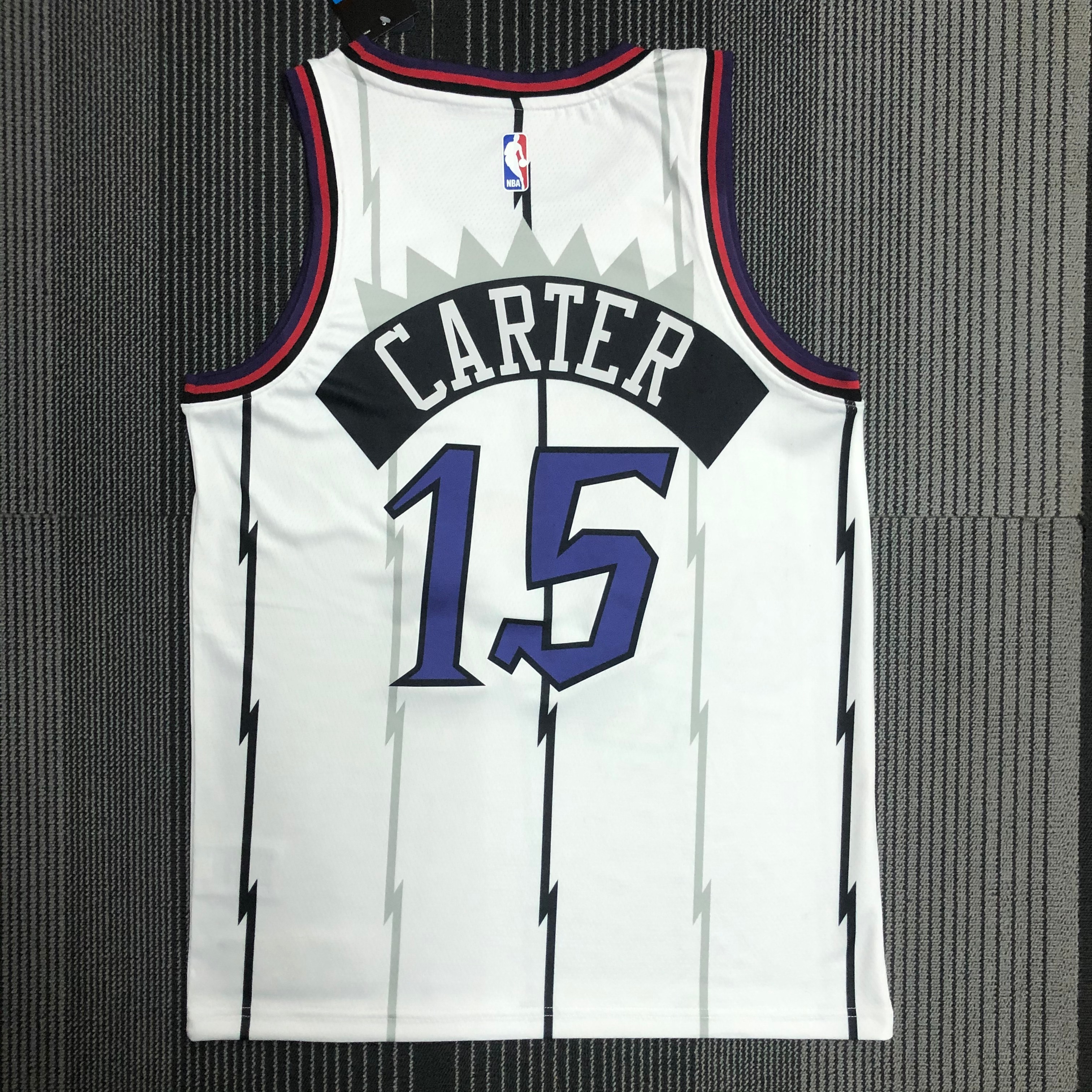 Raptors retro white number 15 Carter
