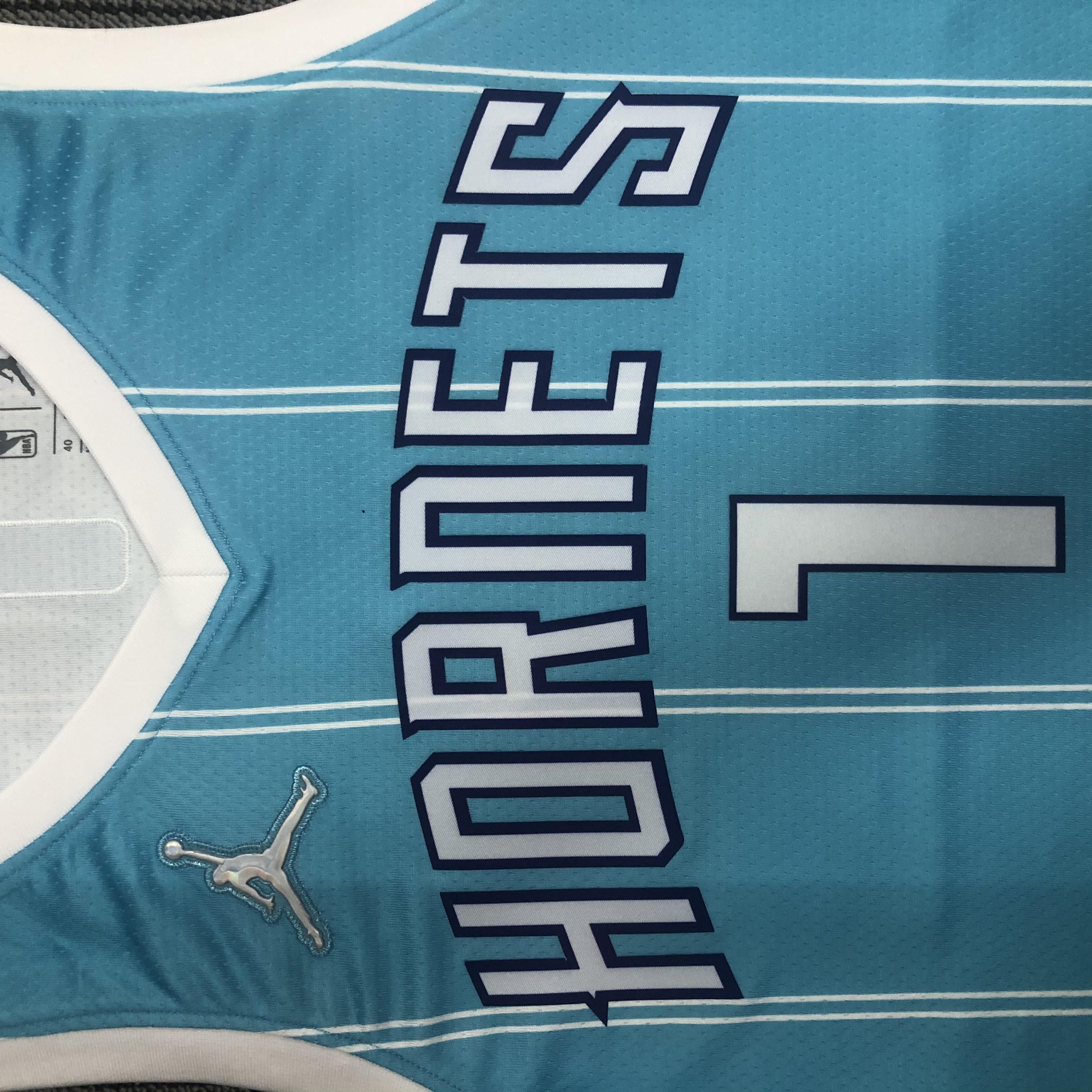 75th anniversary Hornets blue number 1 Bauer