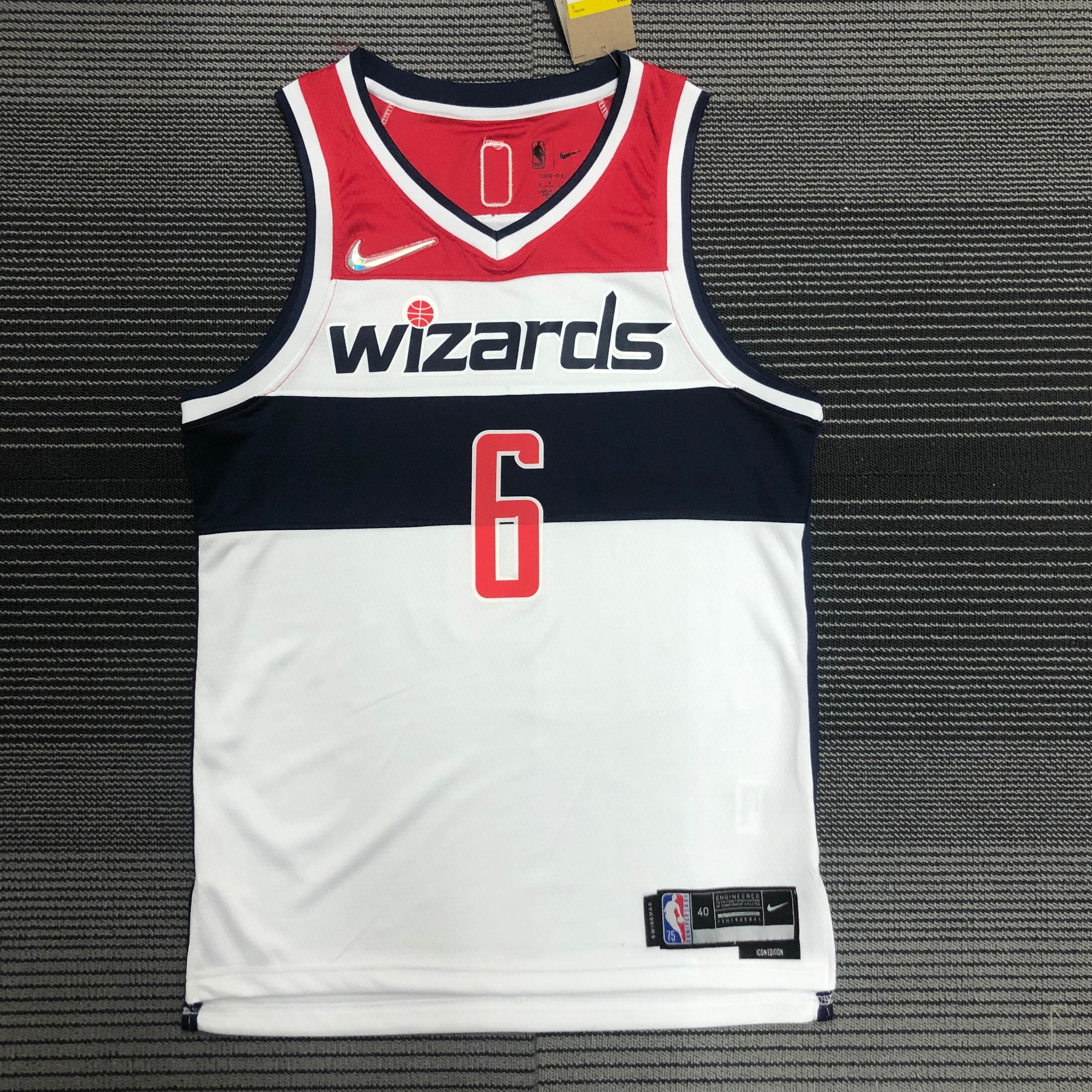 75th anniversary Wizards white number 6 Harrell