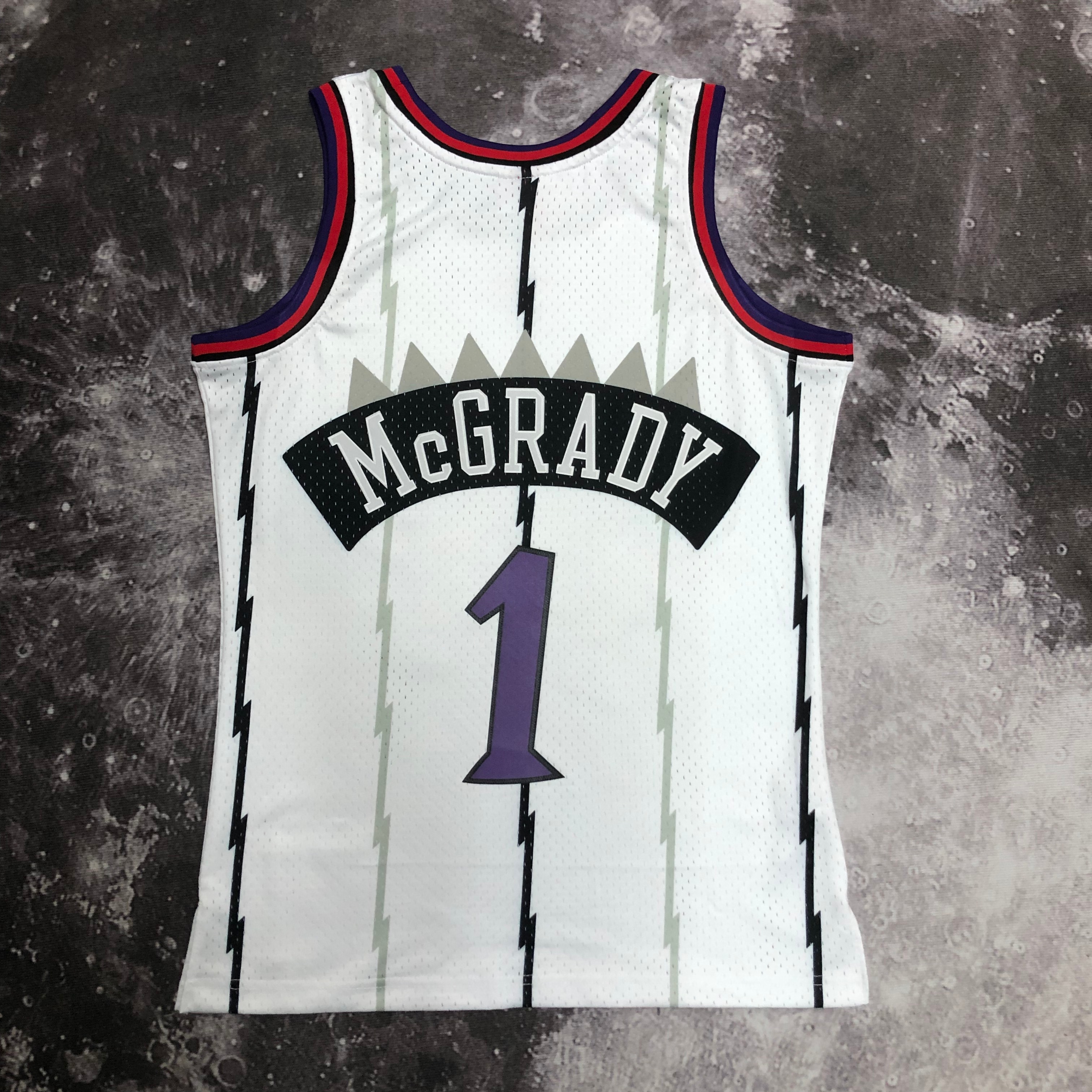 MN Hot Press Throwback jersey SW Raptors' 99 season white No. 1 McGrady