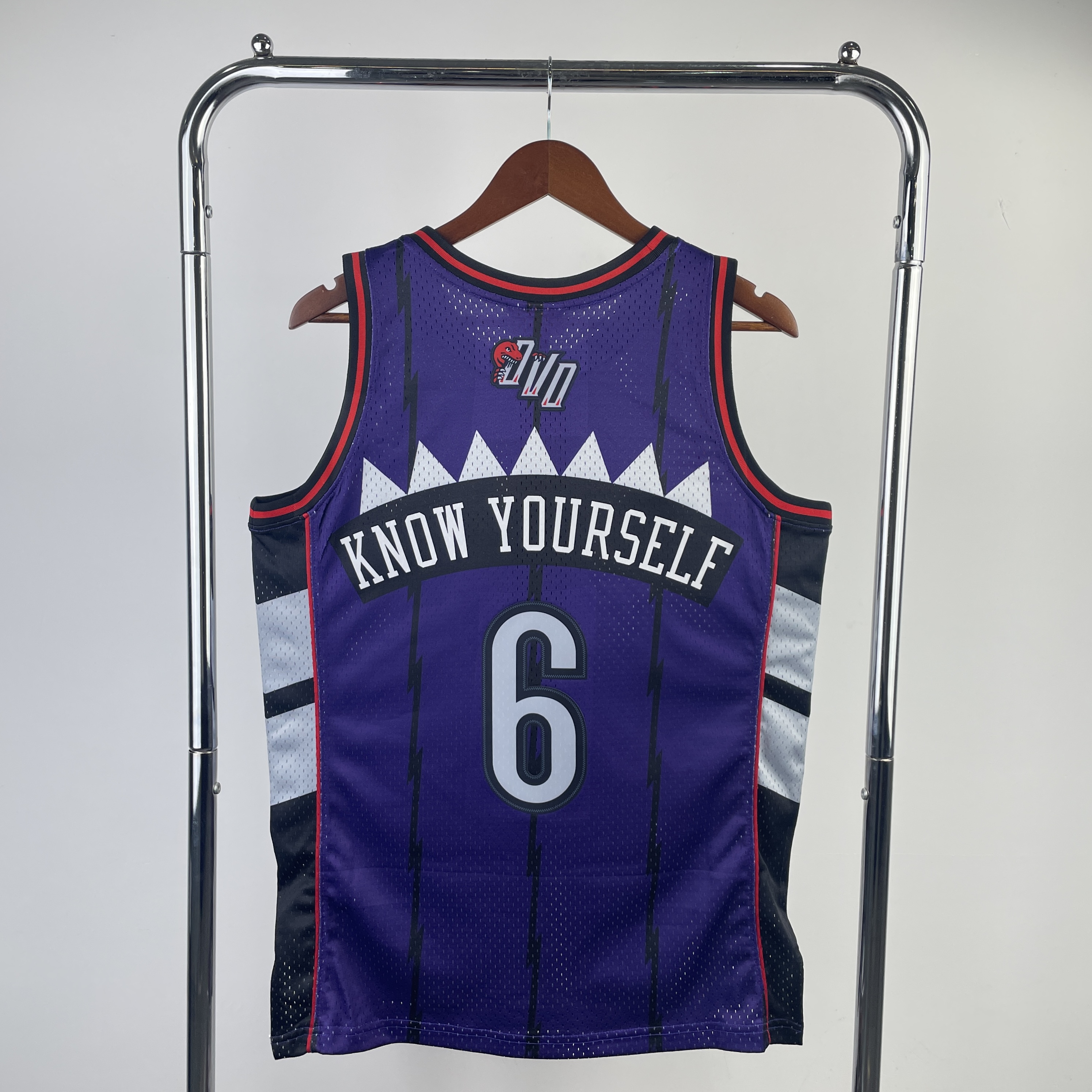 MN Fan Edition Hot pressed throwback jersey Raptors Purple No. 6 KNOW YOURSELF