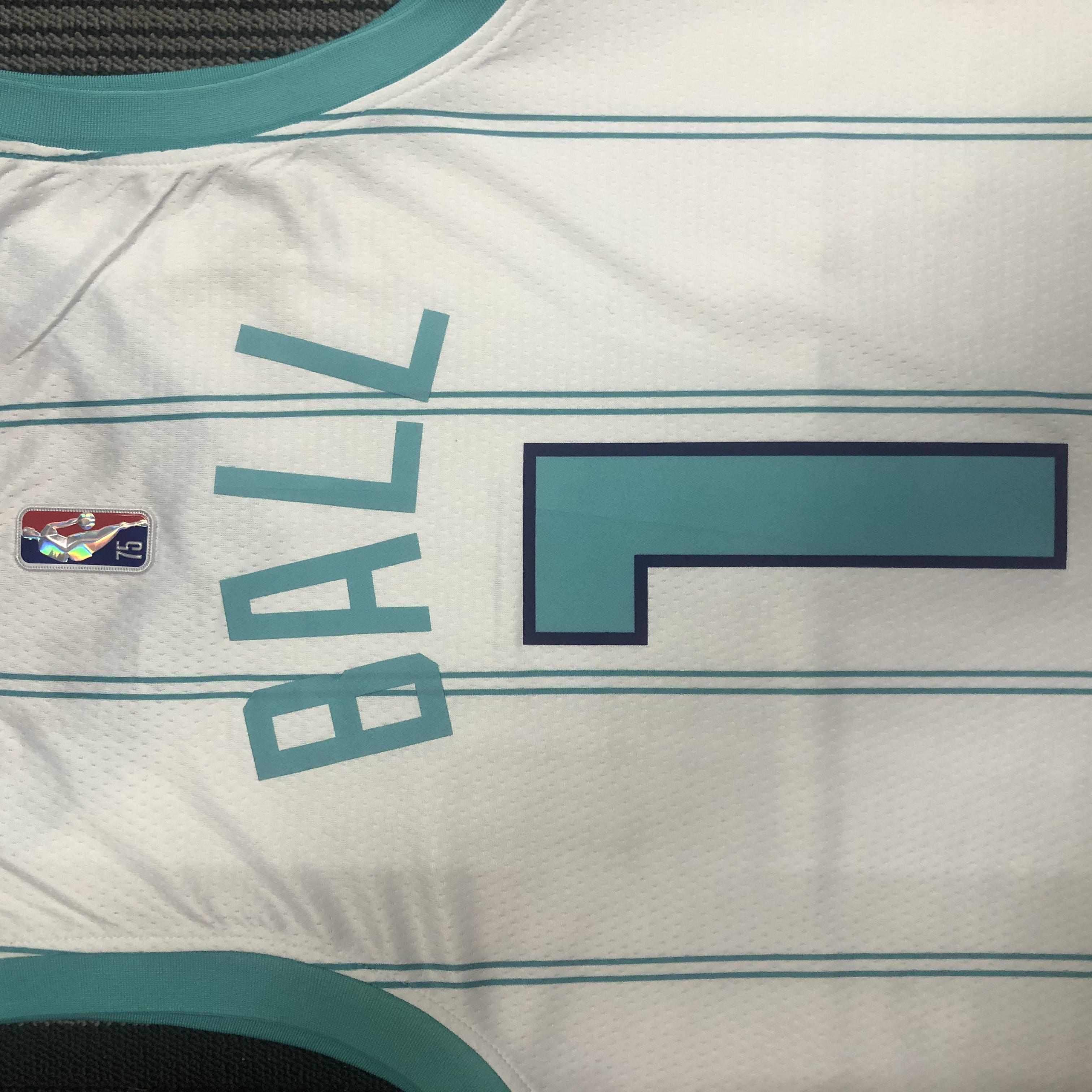 75th anniversary Hornets white number 1 Ball