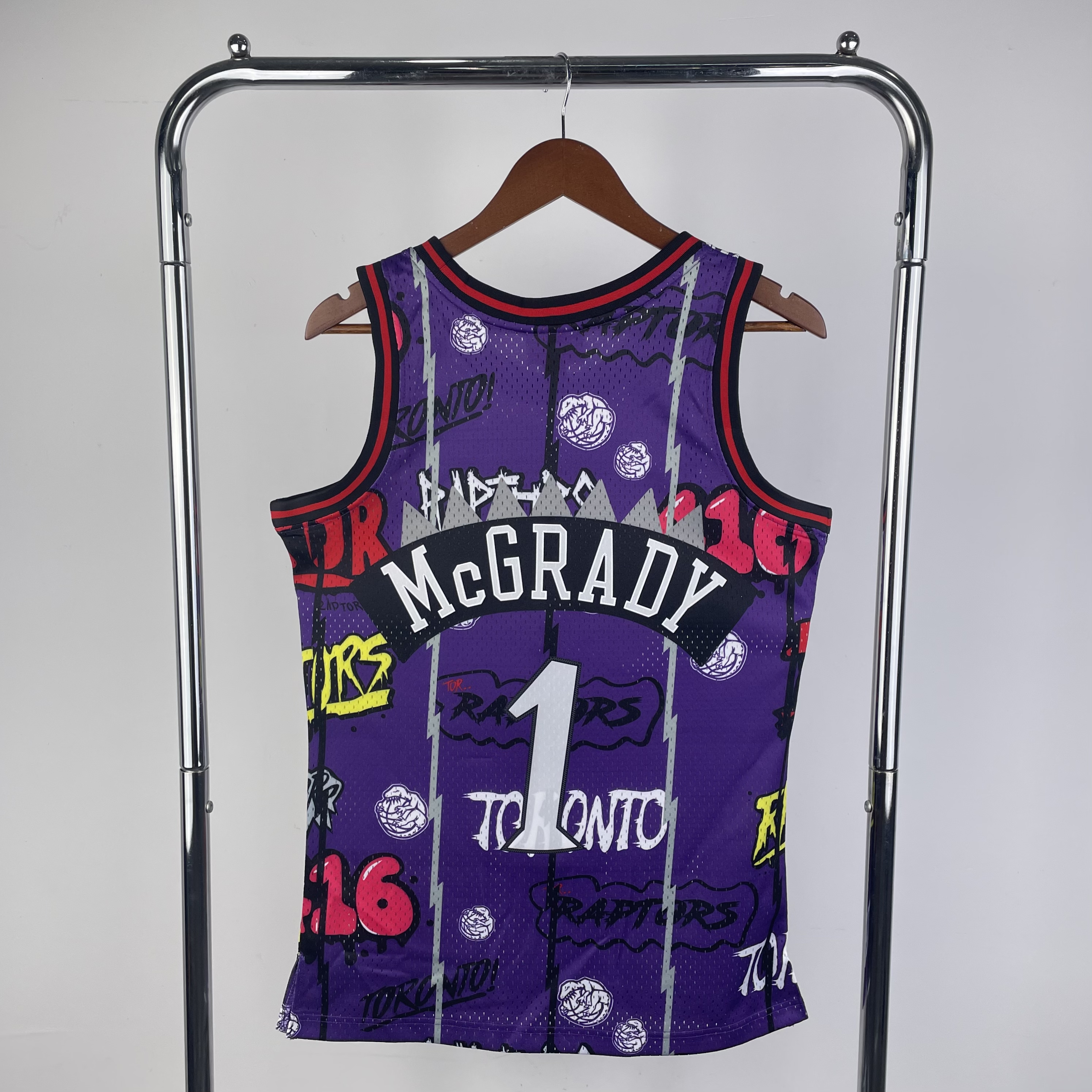 MN Hot Press Throwback Jersey SW Raptors 9899 season doodle No. 1 McGrady