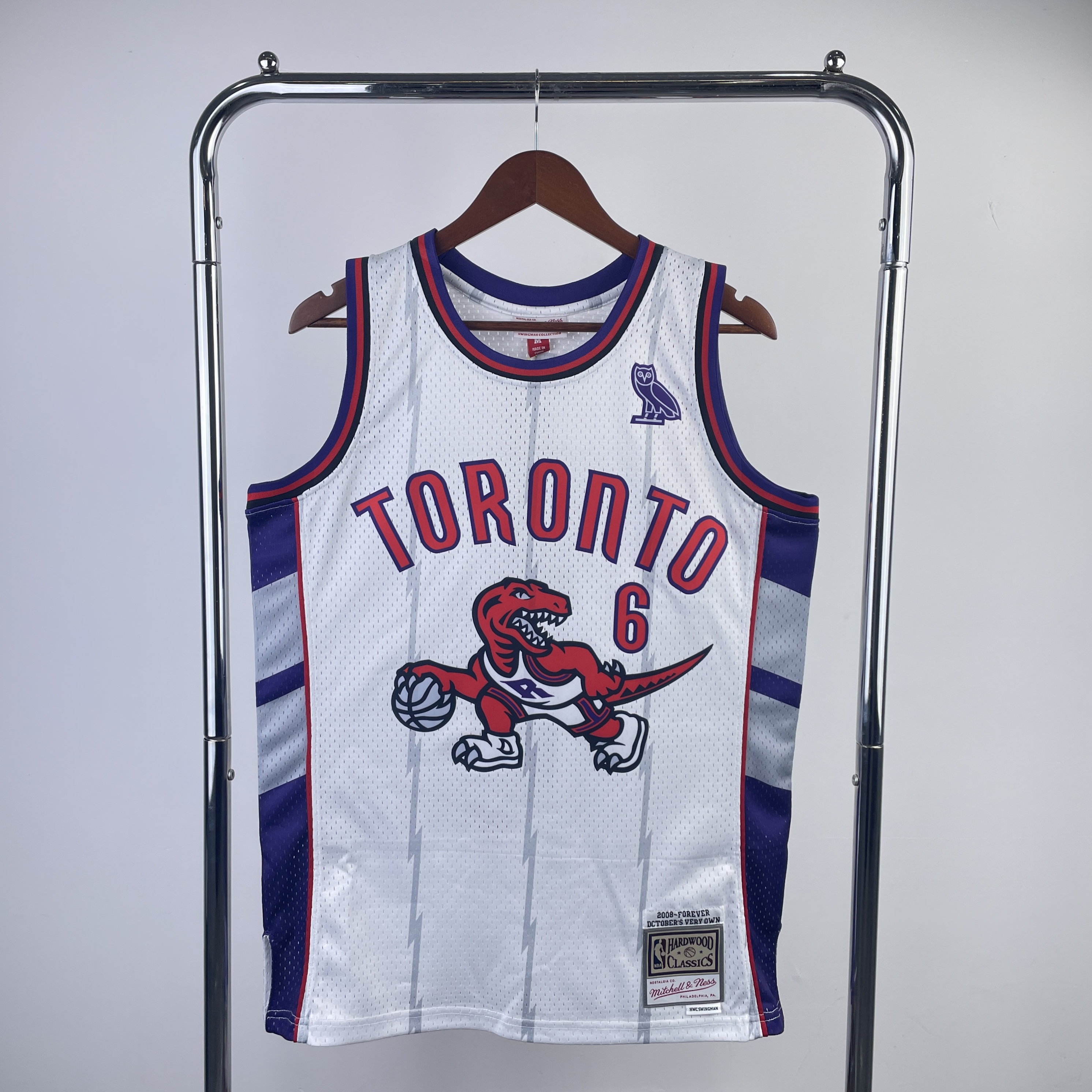 MN Fan Edition hot Press throwback jersey Raptors white No. 6 KNOW YOURSELF
