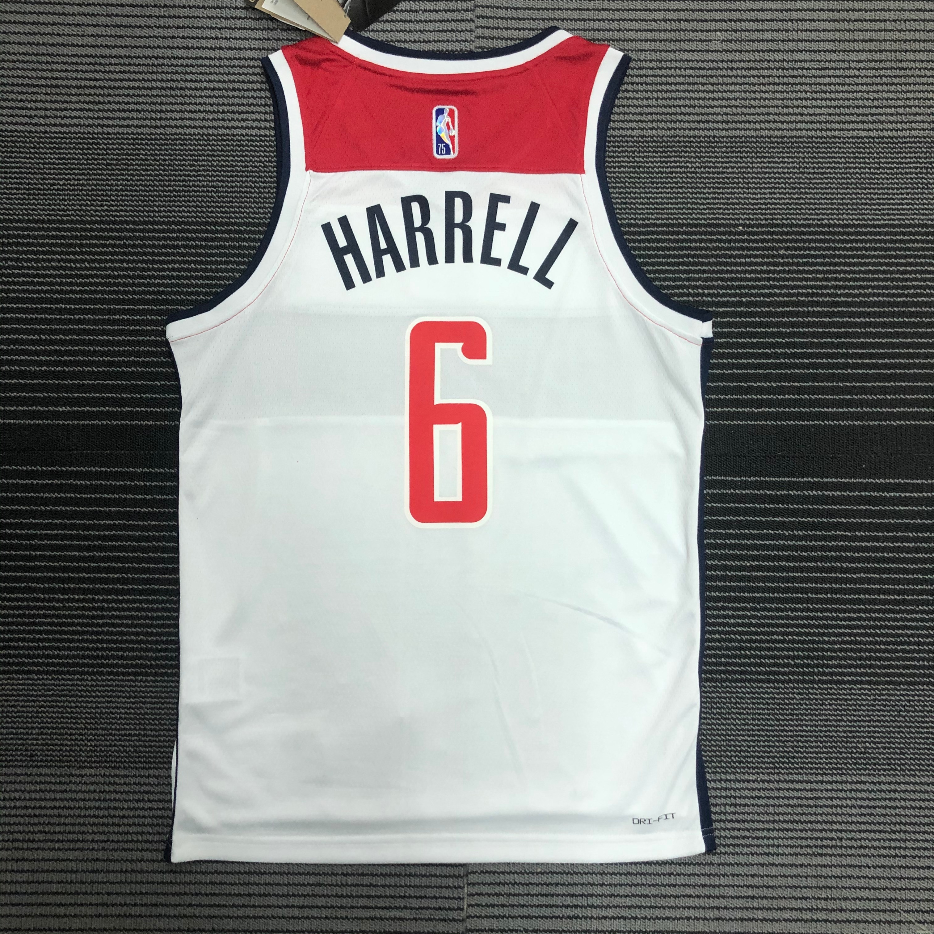75th anniversary Wizards white number 6 Harrell