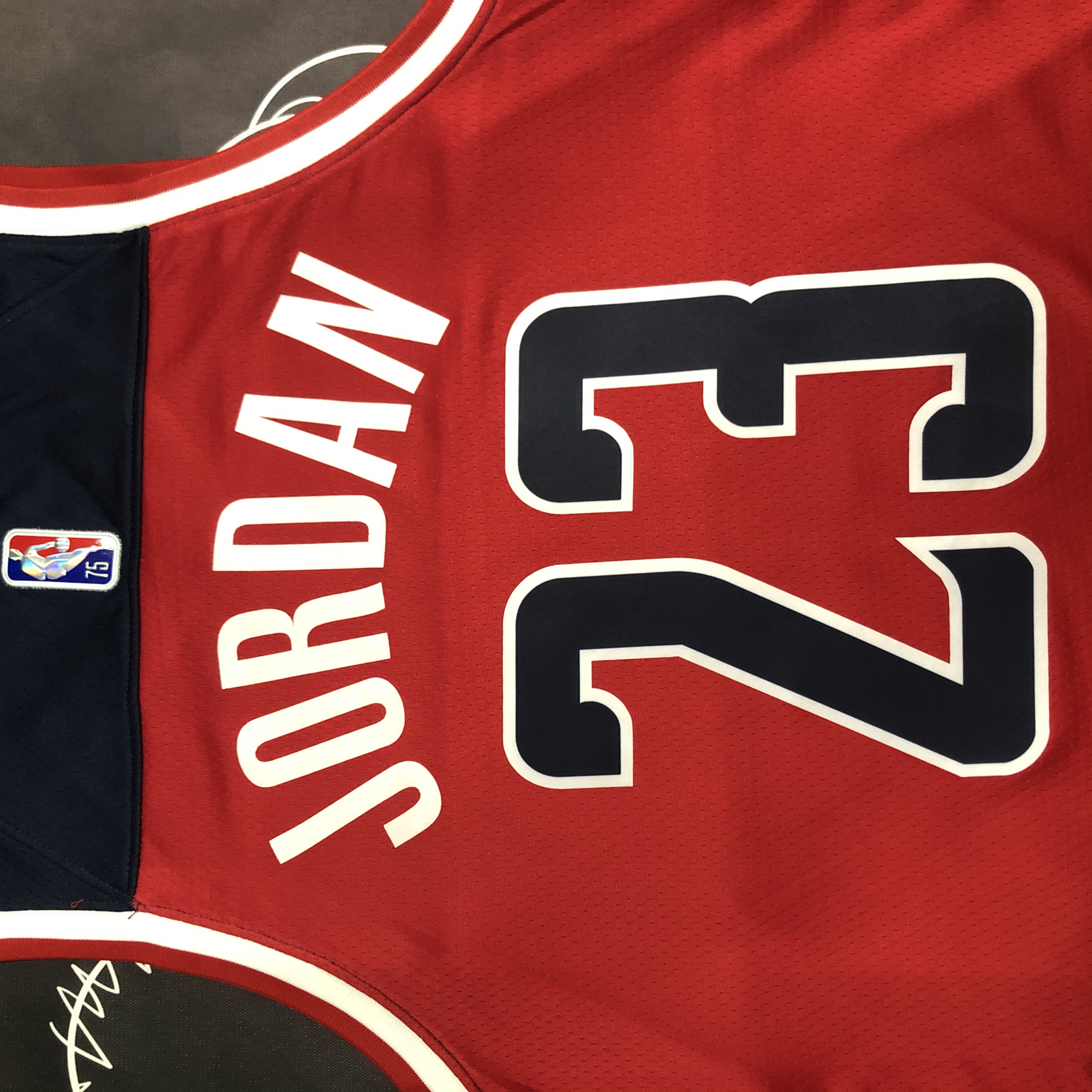 75th anniversary Wizards red No. 23 Jordan
