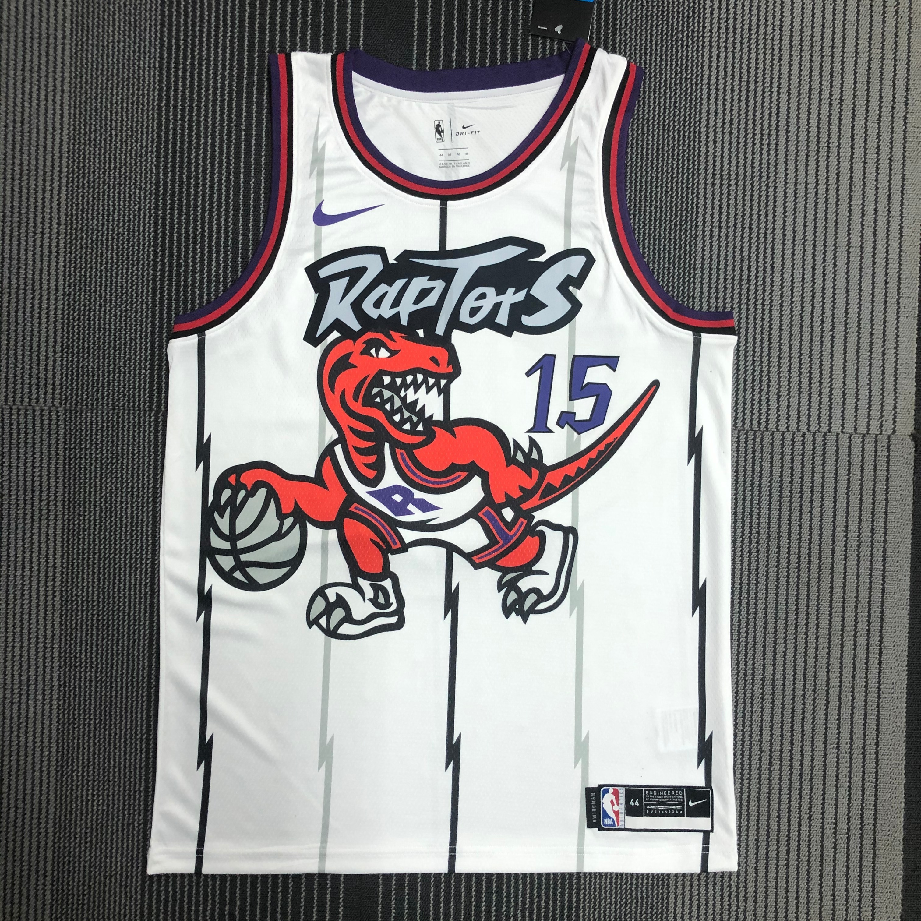 Raptors retro white number 15 Carter