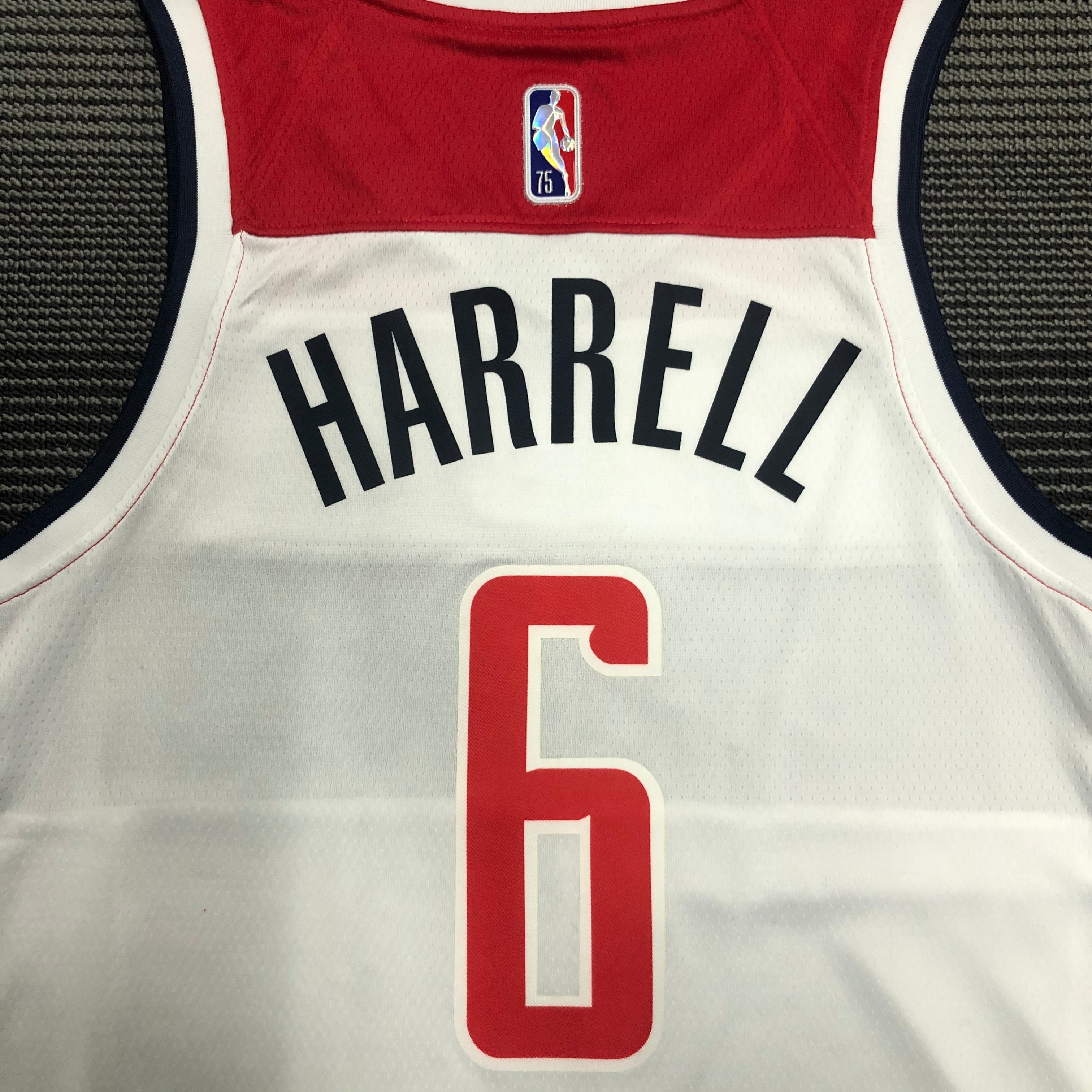 75th anniversary Wizards white number 6 Harrell