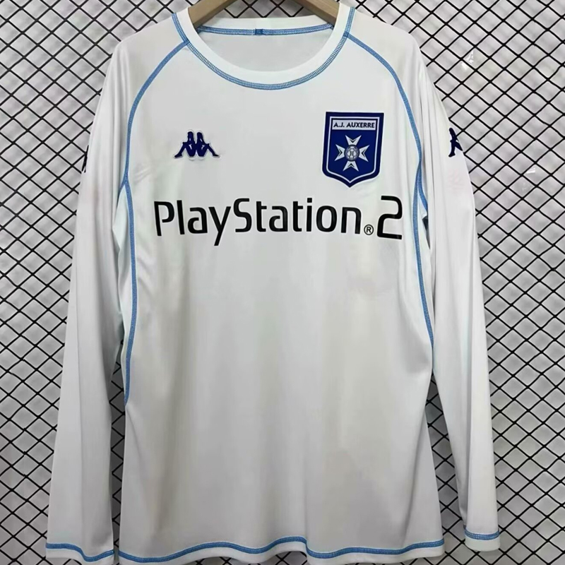 2003-2004 AJ Auxerre Home  retro jersey long sleeves