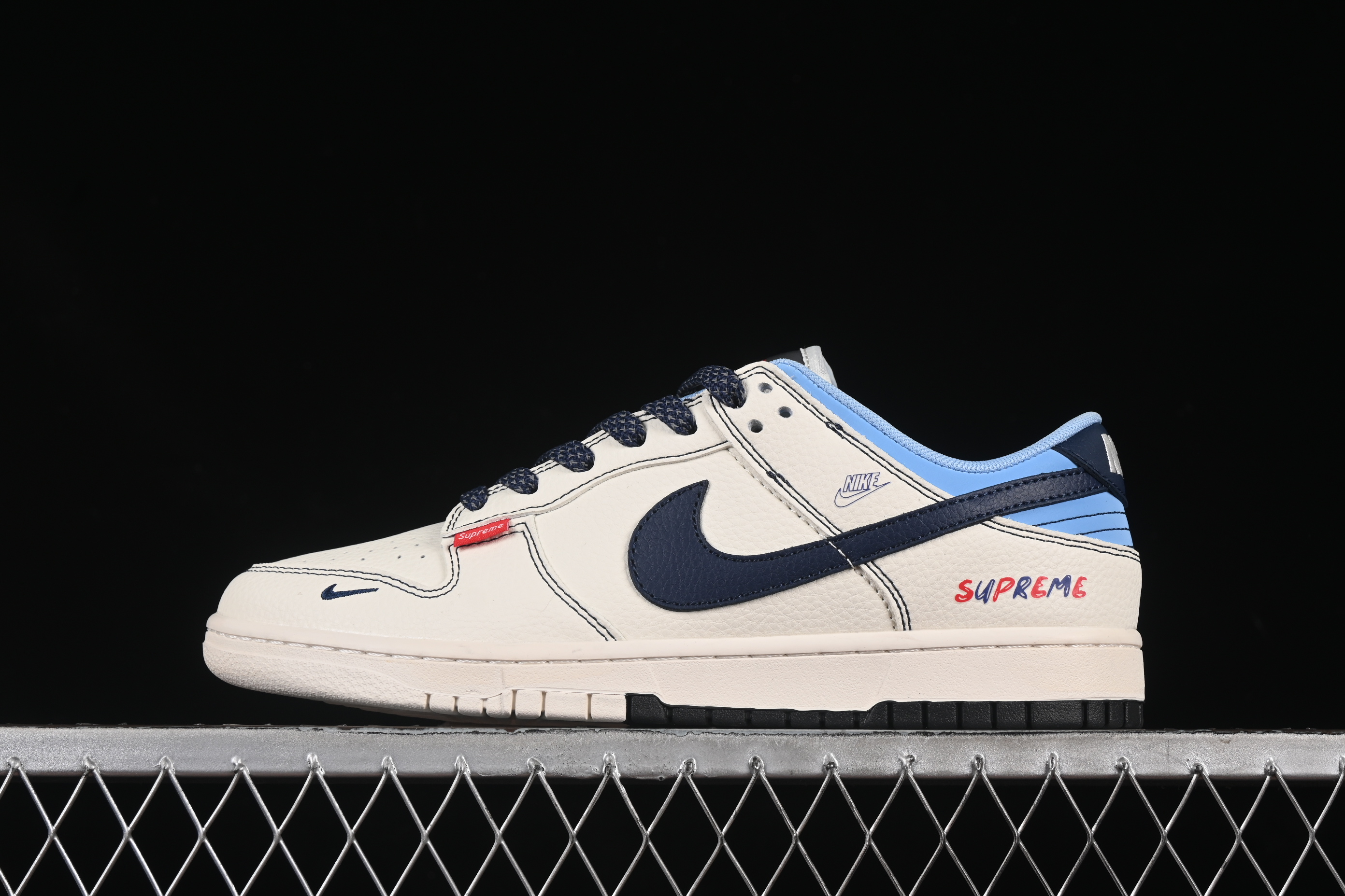 SB Dunk Low Sup series rice white navy blue hook anniversary high-end custom low-top casual shoes