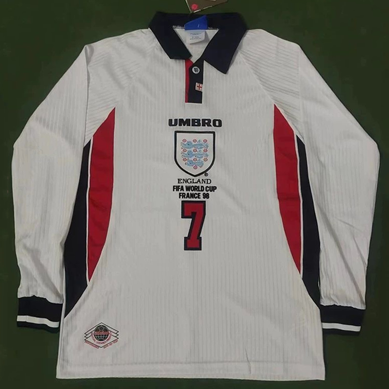 1998 England home long-sleeved throwback jersey
