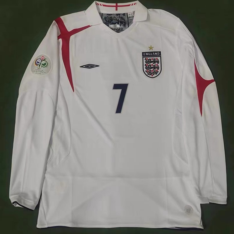 2006 England home long-sleeved throwback jersey
