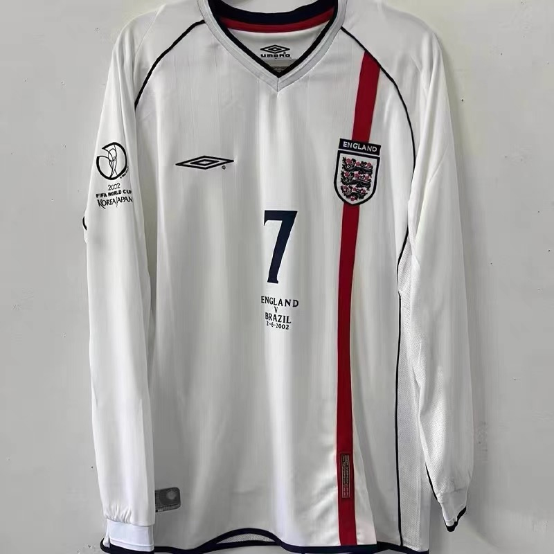 2002 England home long-sleeved retro jersey