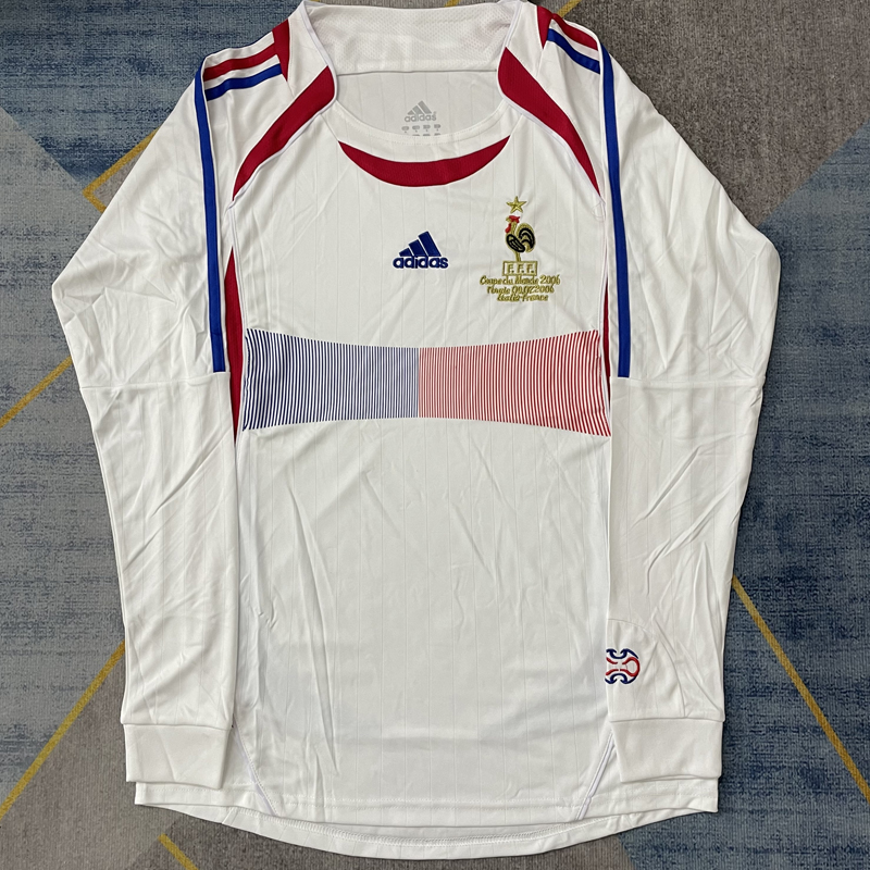 2006 France away retro jersey Long sleeve