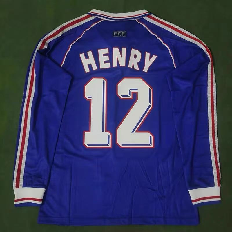 1998 France Home retro jersey Long sleeve