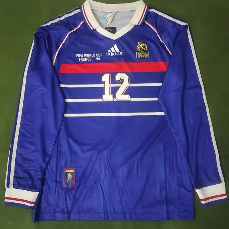1998 France Home retro jersey Long sleeve