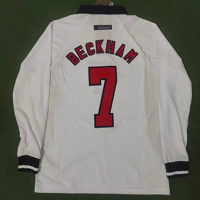 1998 England home long-sleeved throwback jersey