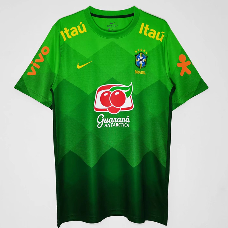 2020 Brazil short sleeve training suit green retro