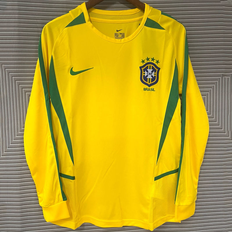 2002 Brazil Home Retro Jersey Long sleeve