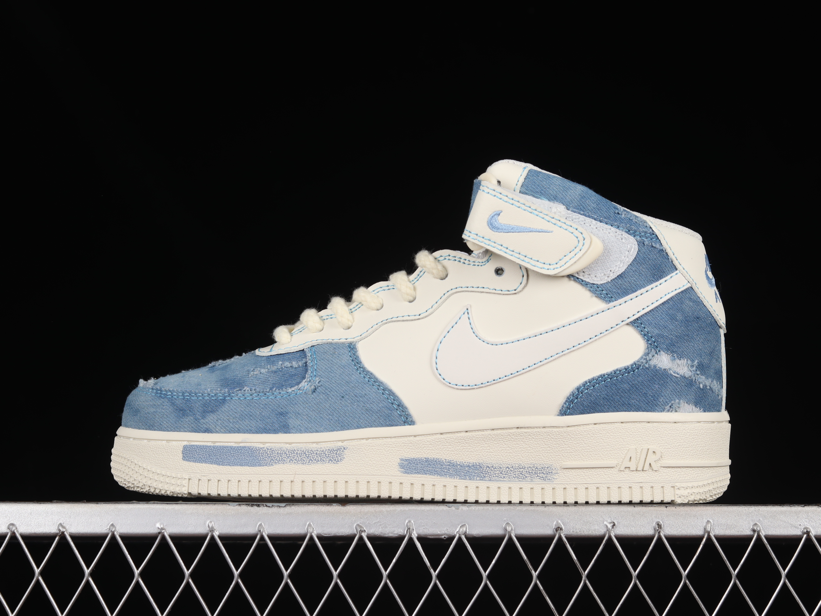 Nk Air Force 1'07 Mid Broken Silk Ripped silk Air Force One mid-top Sports and casual board Shoes