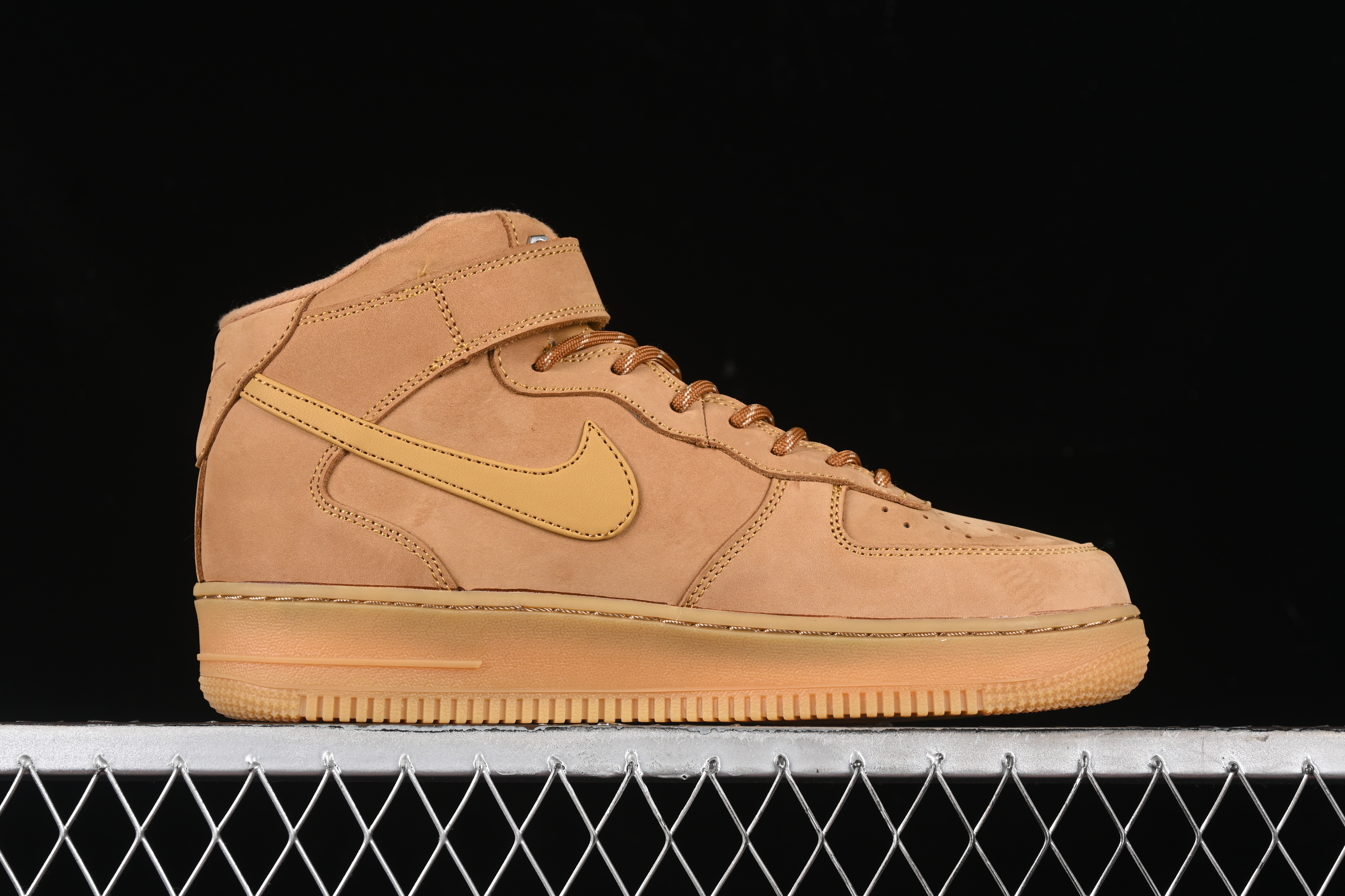 #ZG version Nk Air Force 1'07 Mid Air Force One Wheat Suede Chinese Casual Sneakers