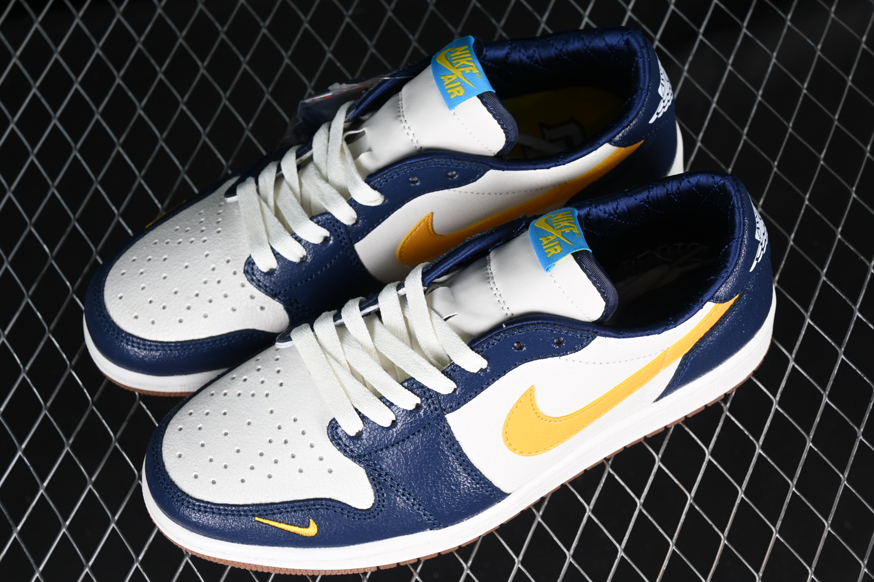 AJ1 White, blue and yellow flared crack low-top cultural casual sneakers CZ0770-407 36-46