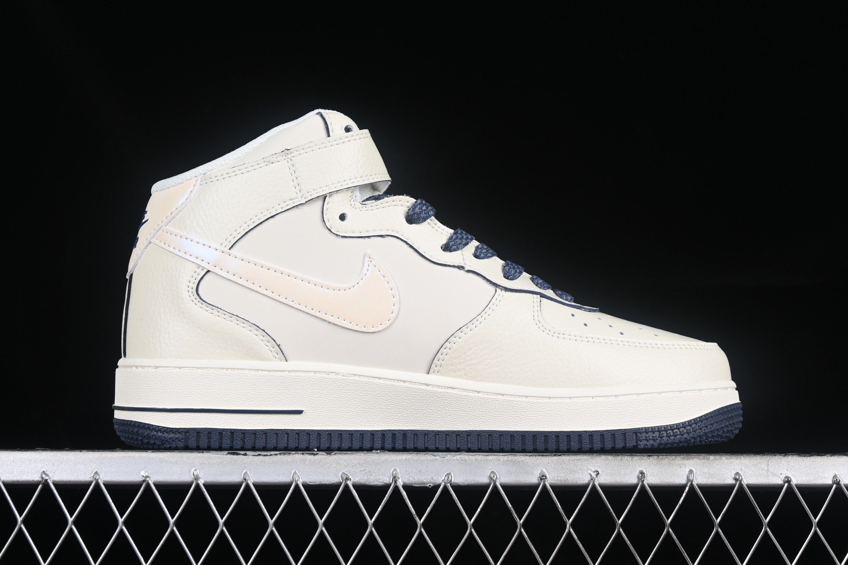 Nk Air Force 1'07 Mid Deep blue pearlescent small hook Air Force One mid-top casual sneakers