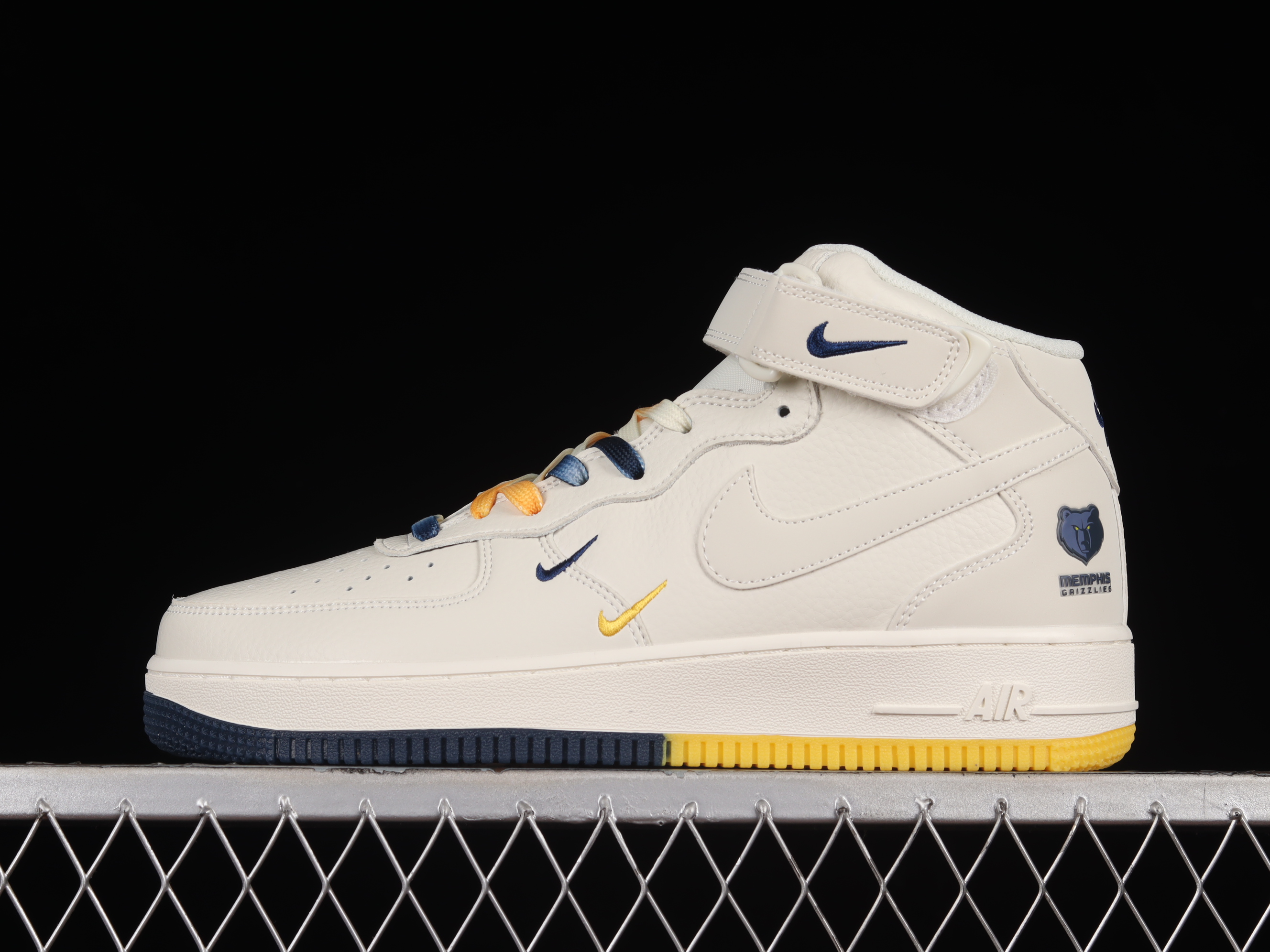 Nk Air Force 1'07 Mid Beige Blue Memphis Grizzly City Limited Air Force One mid-top Sports and casual sneakers