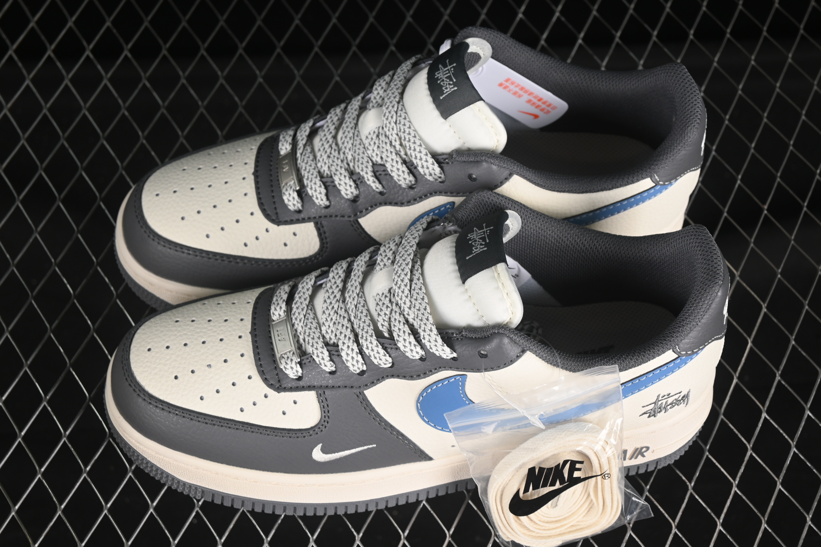 Air Force 1'07 Low Stussy Collaboration Beige Sky Blue Hook XS1958-574-36-45