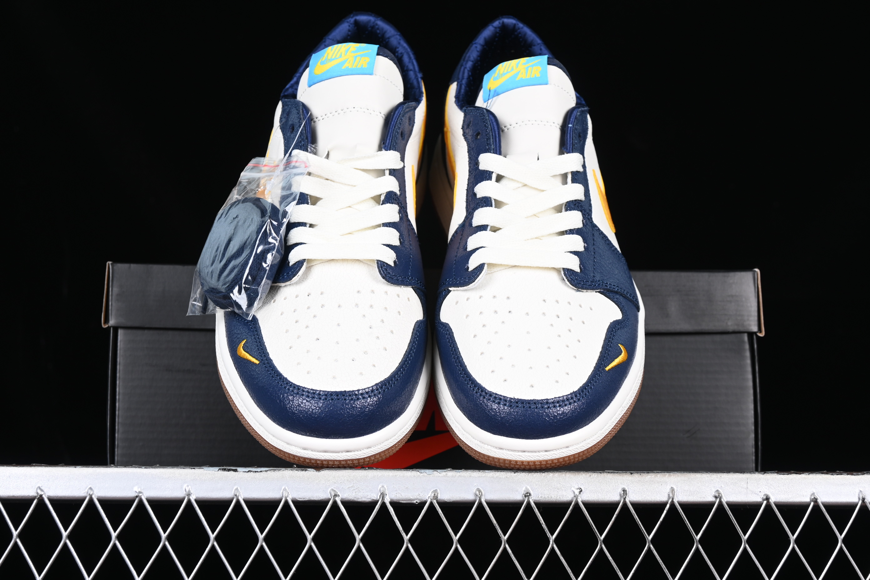 AJ1 White, blue and yellow flared crack low-top cultural casual sneakers CZ0770-407 36-46