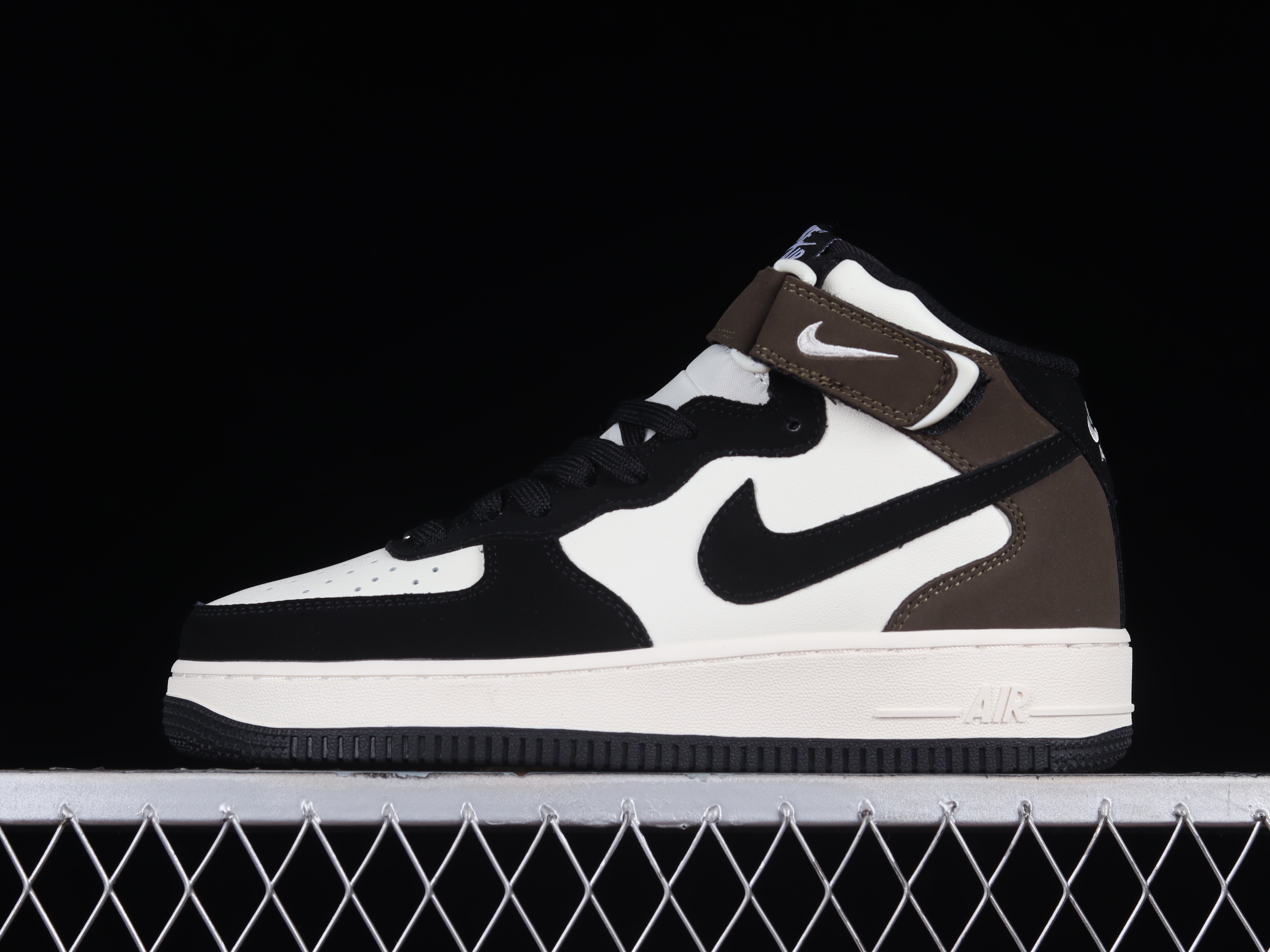 Nk Air Force 1'07 Mid Mocha Black patchwork Air Force One mid-top sports and casual sneakers