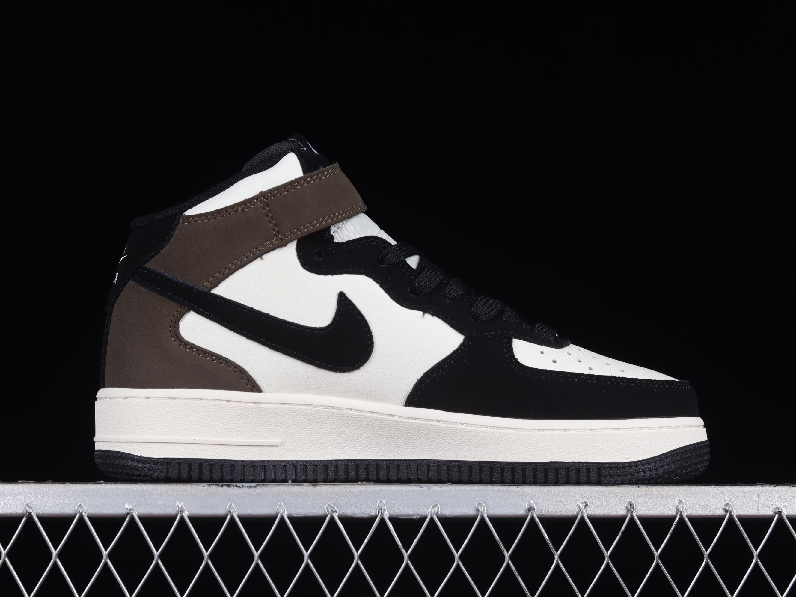 Nk Air Force 1'07 Mid Mocha Black patchwork Air Force One mid-top sports and casual sneakers