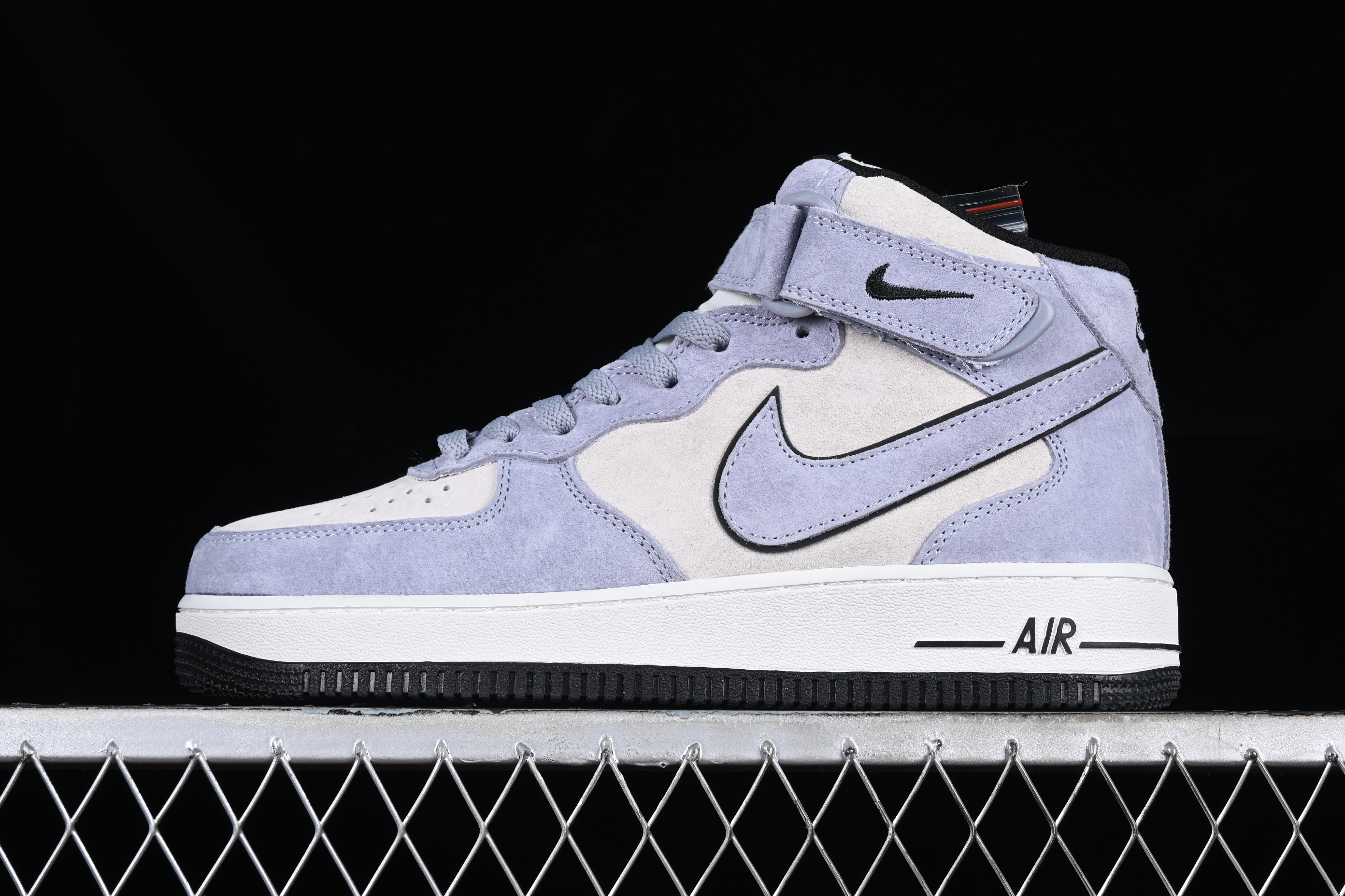 Nk Air Force 1'07 Mid Light blue suede Air Force One mid-top casual sneakers