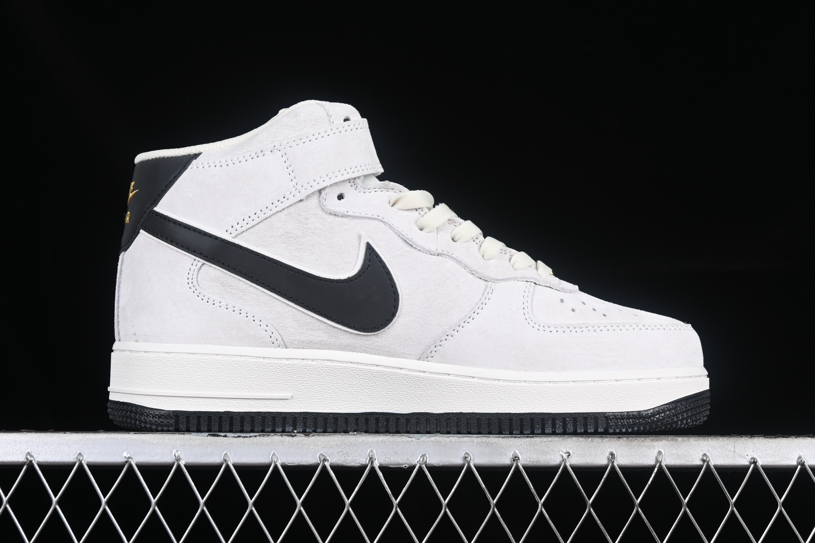 Nk Air Force 1'07 Mid Grey suede small hook Air Force One mid-top casual sneakers