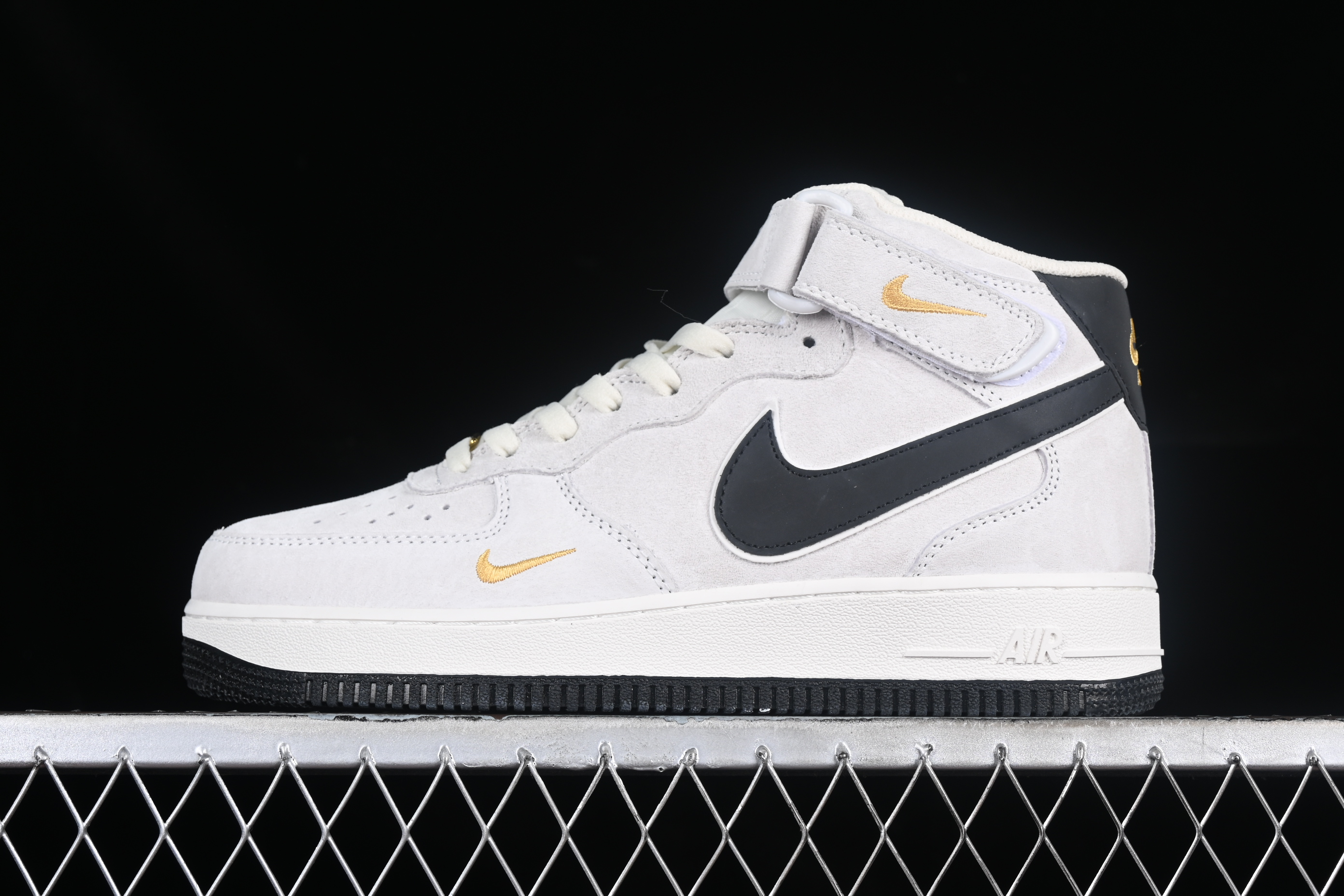 Nk Air Force 1'07 Mid Grey suede small hook Air Force One mid-top casual sneakers