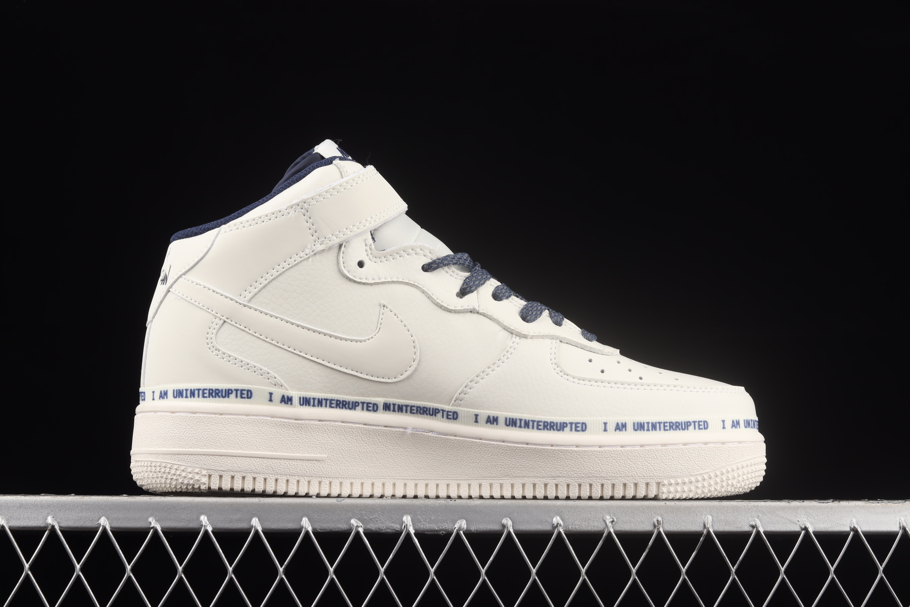 Uninterrupted x Nk Air Force 1'07 Mid More Than Beige dark blue signed graffiti casual sports sneakers