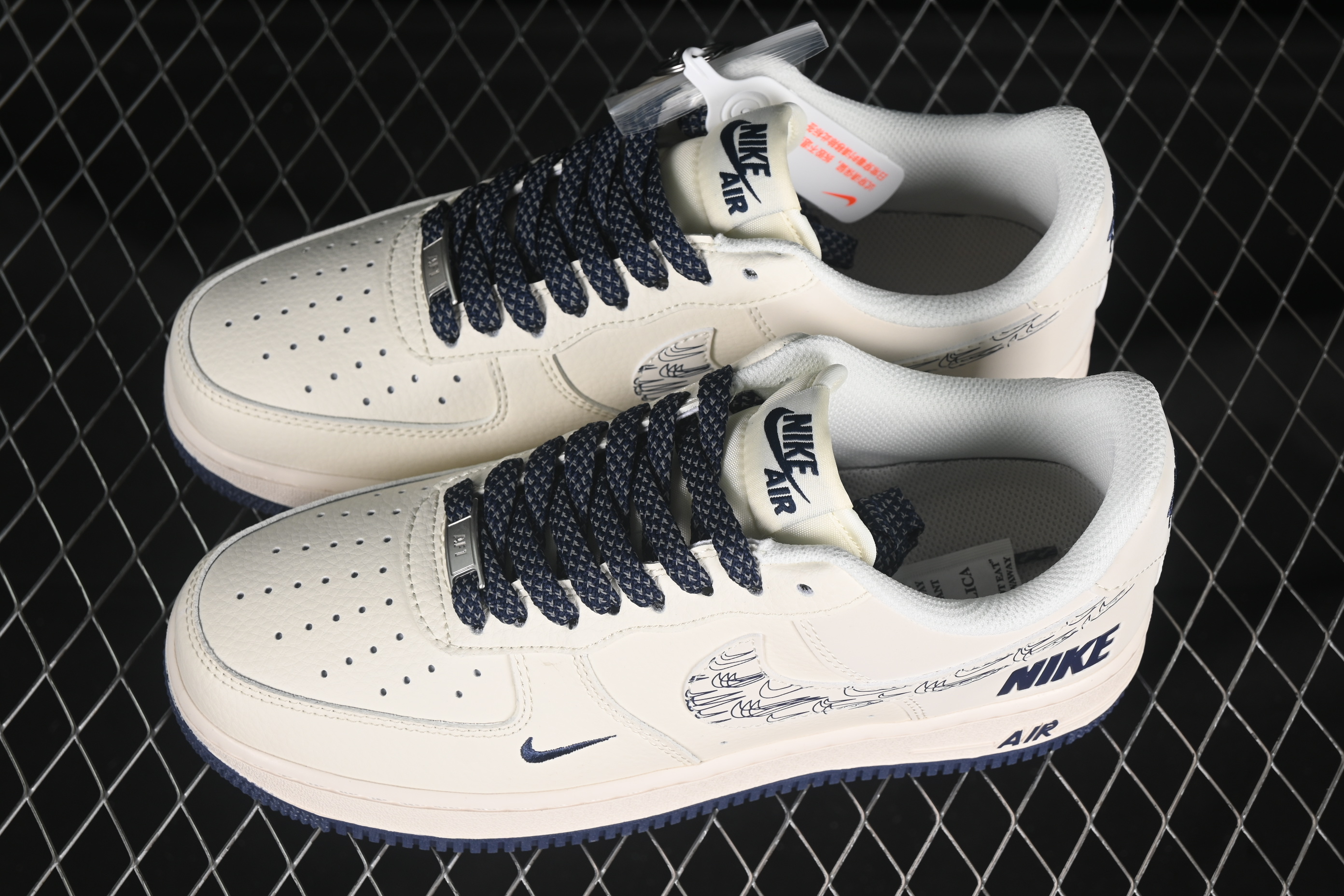 Air Force 1'07 Low Nike Collaboration Deep Blue with multiple small hooks HH7518-047 36-45