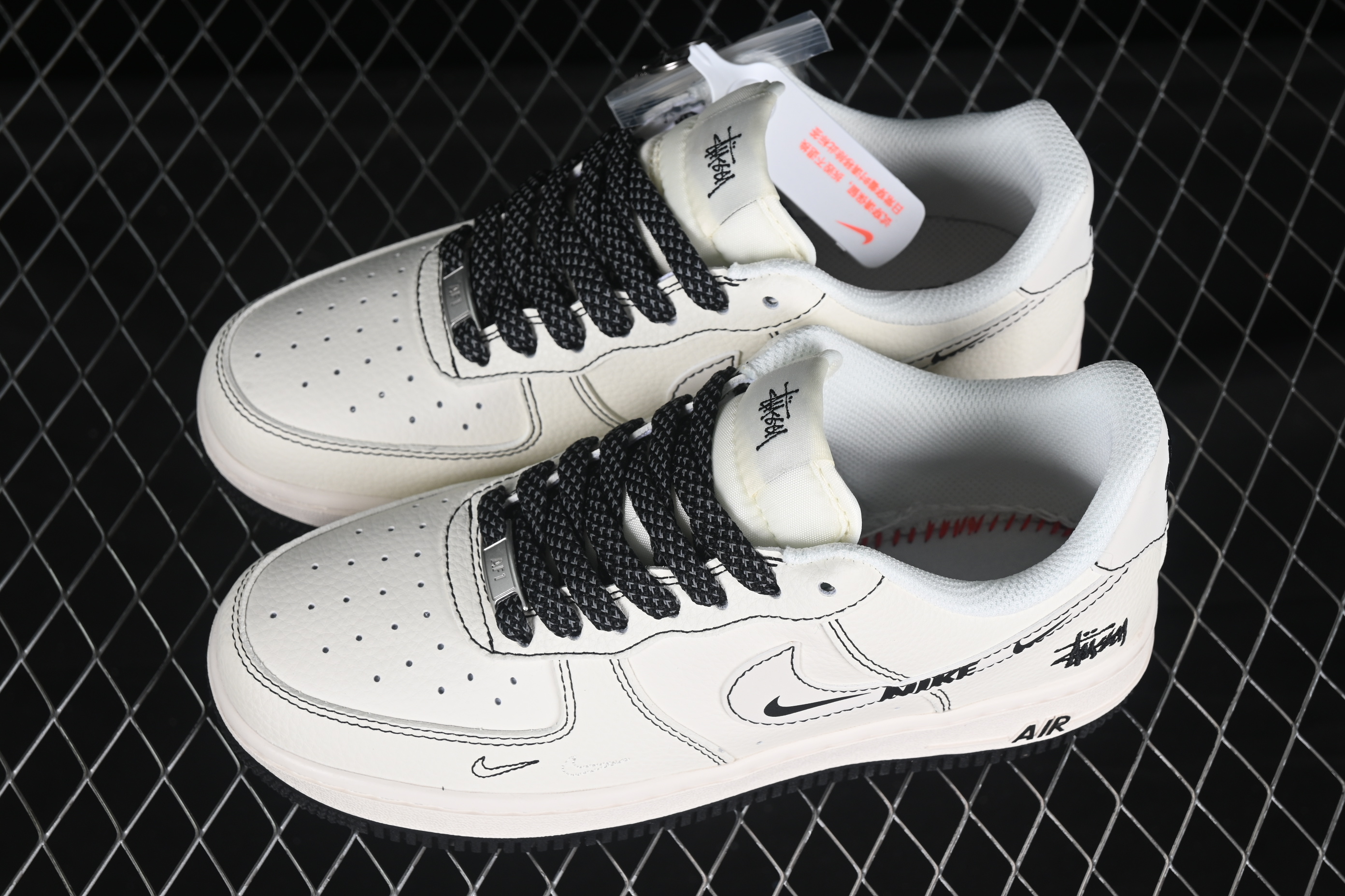 Air Force 1'07 Low Stussy Collaboration Black Line Nike Hook HH7518-062 36-45