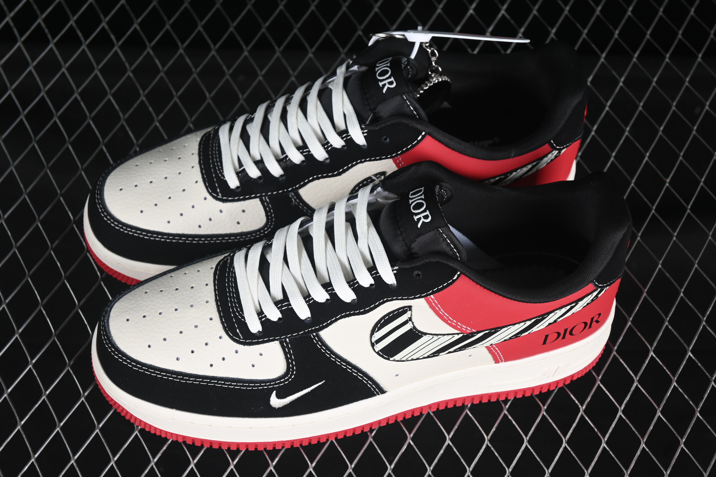Air Force 1'07 Low Dior Collaboration Red and Black Striped Horse Print KK1988-066 36-45