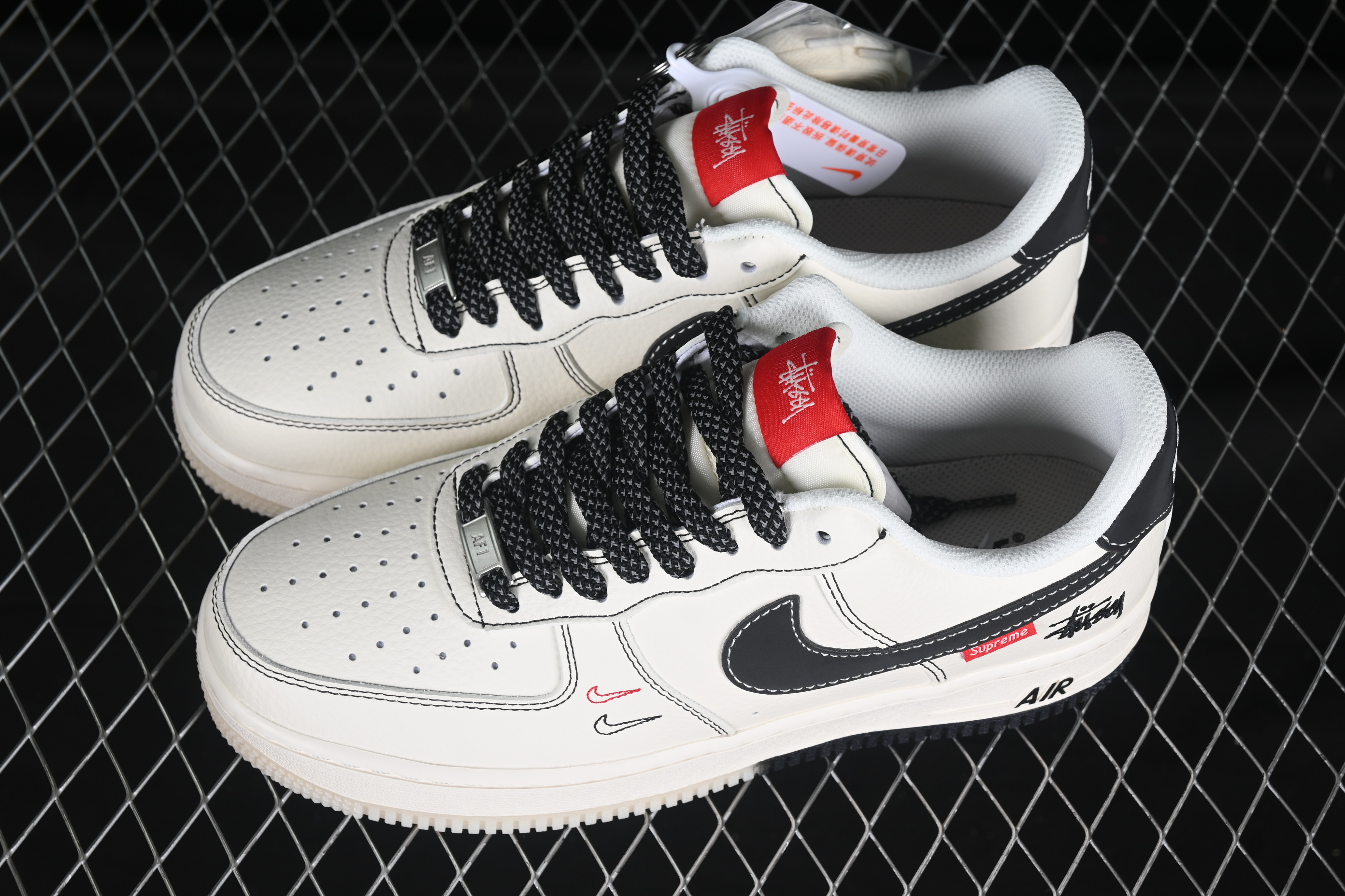 Air Force 1'07 Low Stussy Collaboration Black Double Pinyin Small Embroidery HH7518-036 36-45