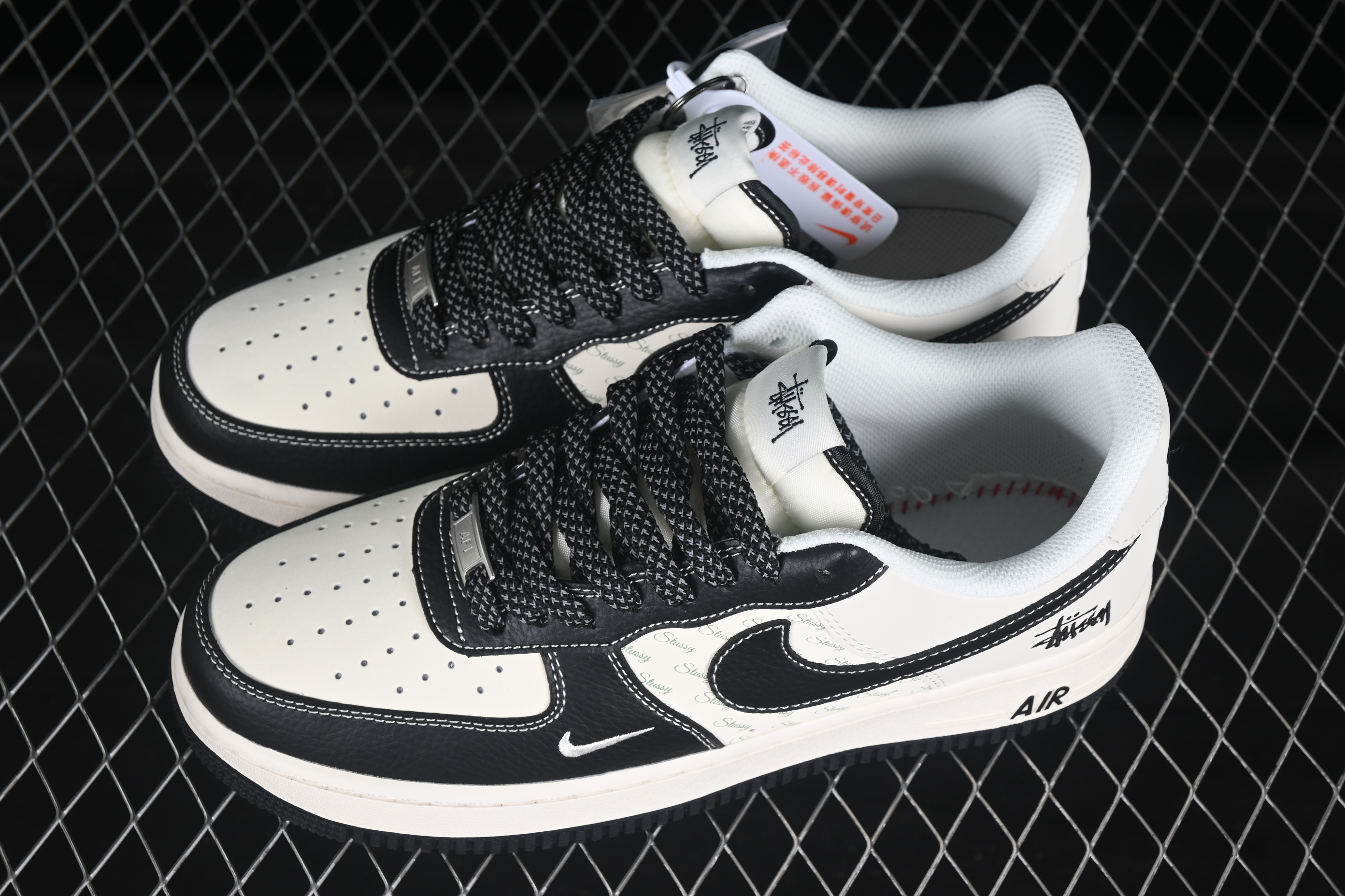 Nk Air Force 1'07 Low Stussy Collaboration Black Lychee Pattern English HH7518-045 36-45