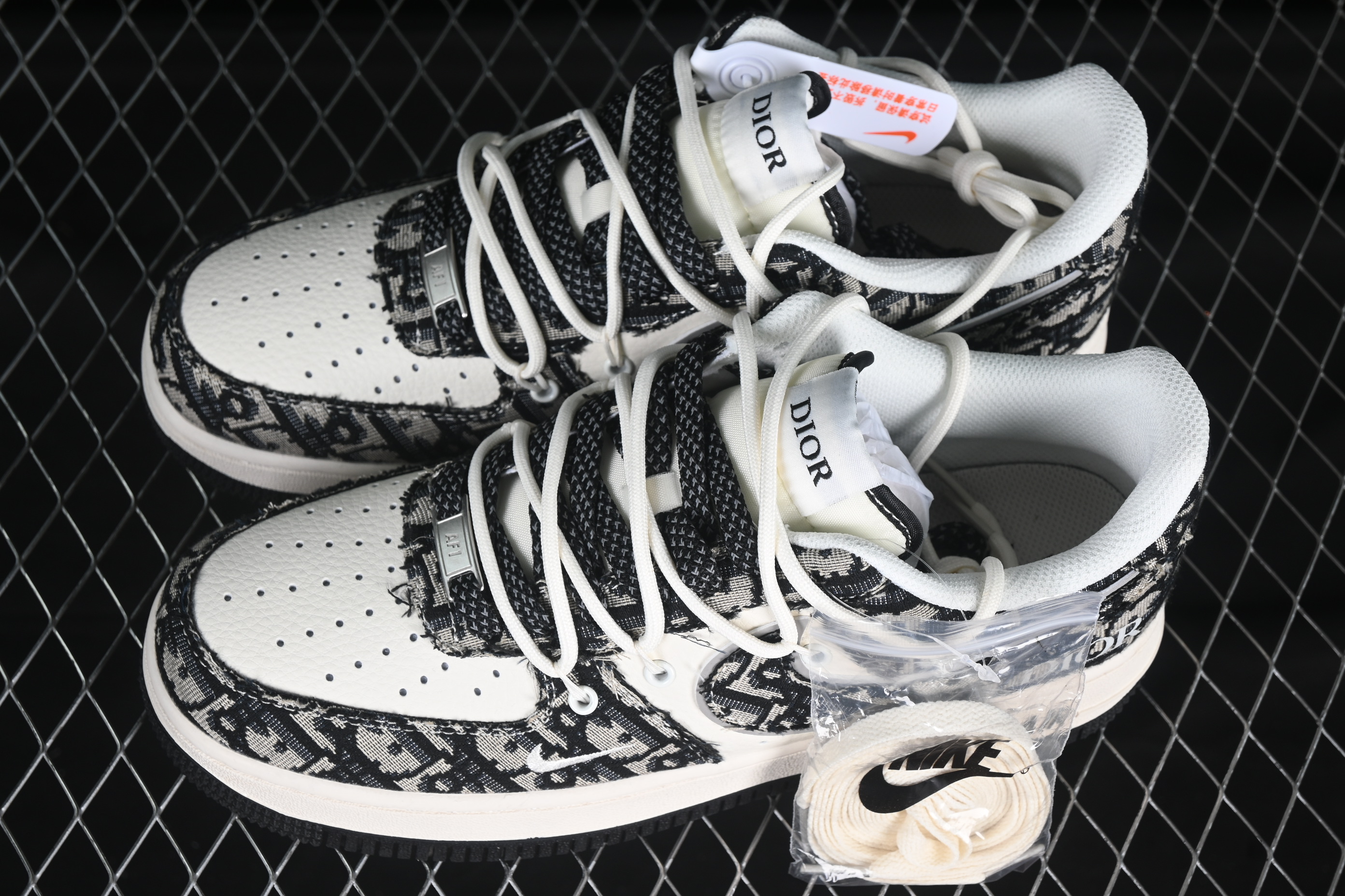 Nk Air Force 1'07 Low Dior collaboration Black patterned drawstring SJ1198-106 36-45