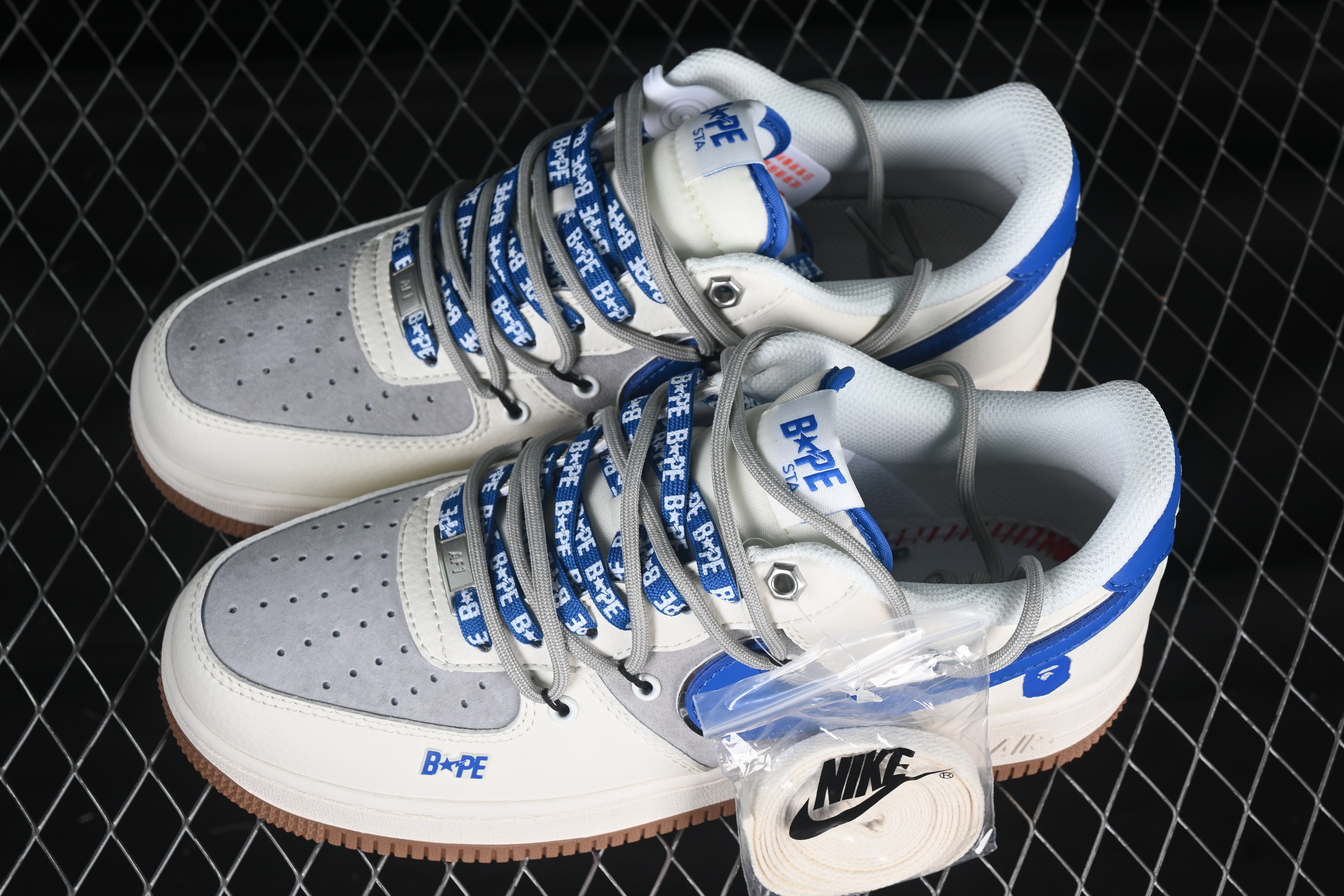Nk Air Force 1'07 Low Bape collaboration beige raw rubber drawstring SJ1198-112 36-45