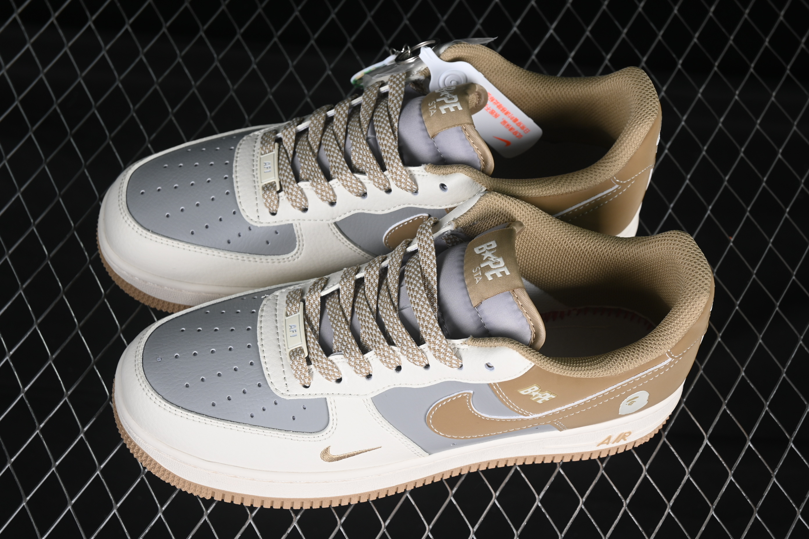 Nk Air Force 1'07 Low Bape collaboration Khaki Beige Grey B6566-208 36-45