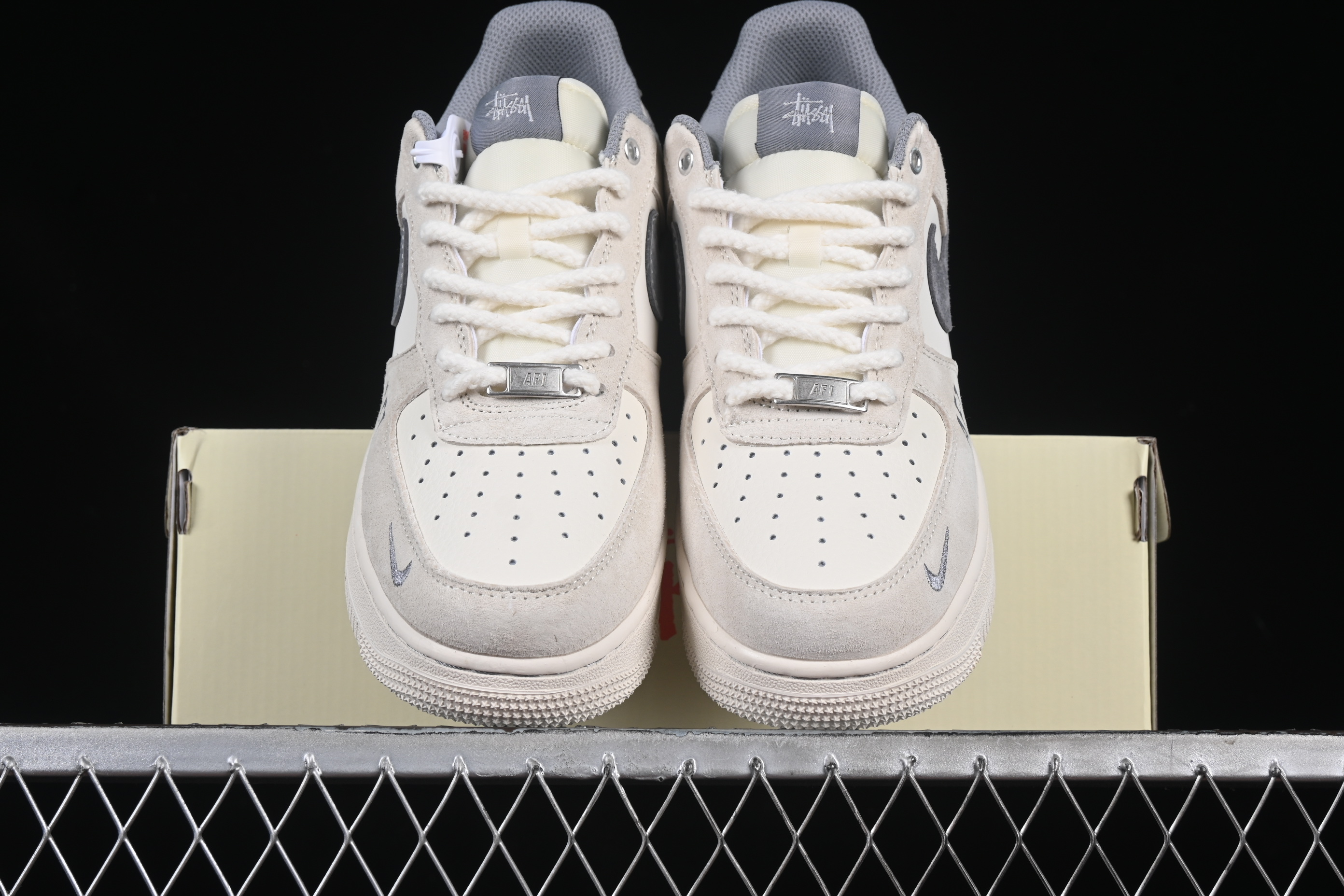 Nk Air Force 1'07 Low Stussy Collaboration Double-piece Beige SJ6698-024 36-45