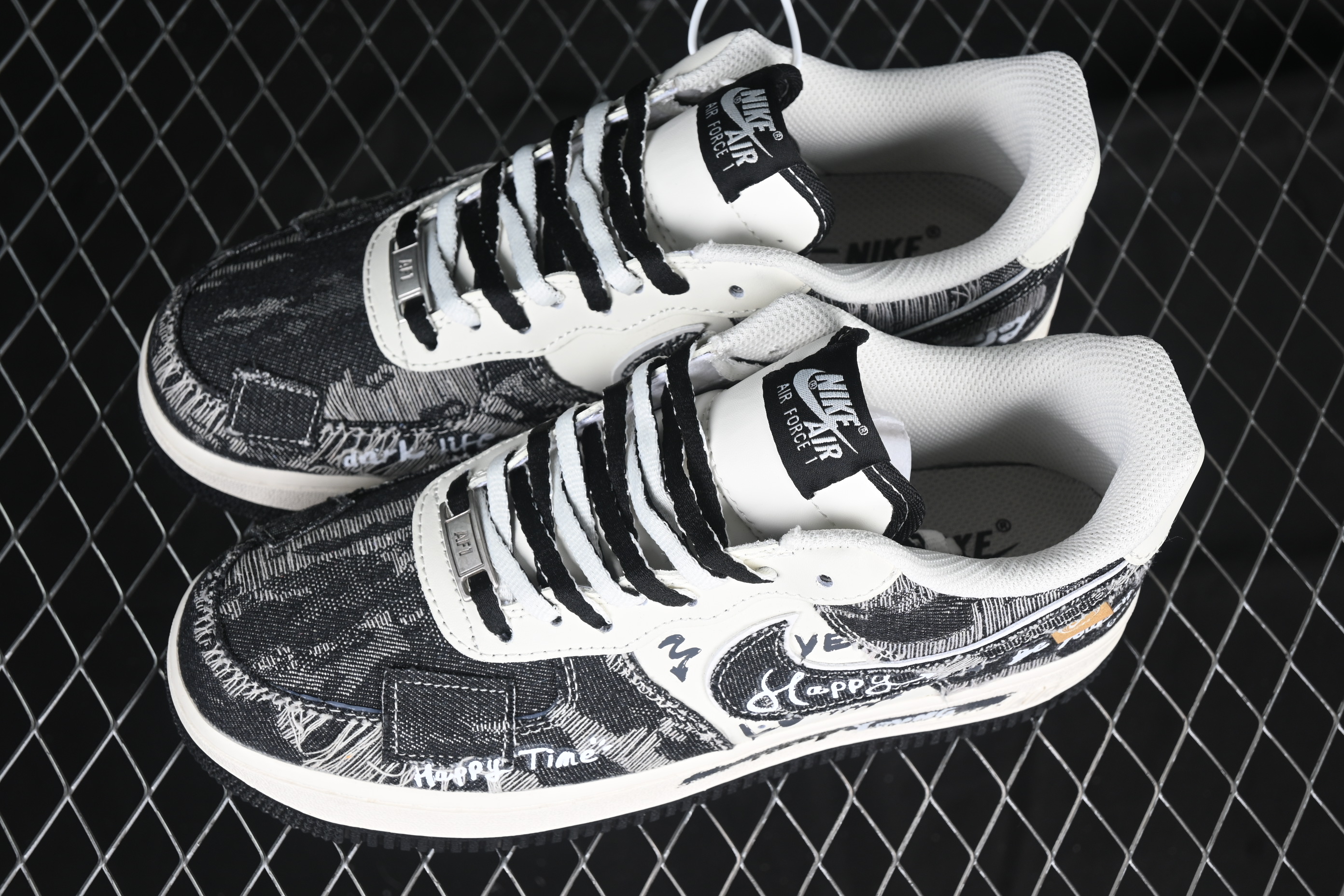 Nk Air Force 1'07 Low Black Jeans graffiti black cowboy FB0607-660 36-45