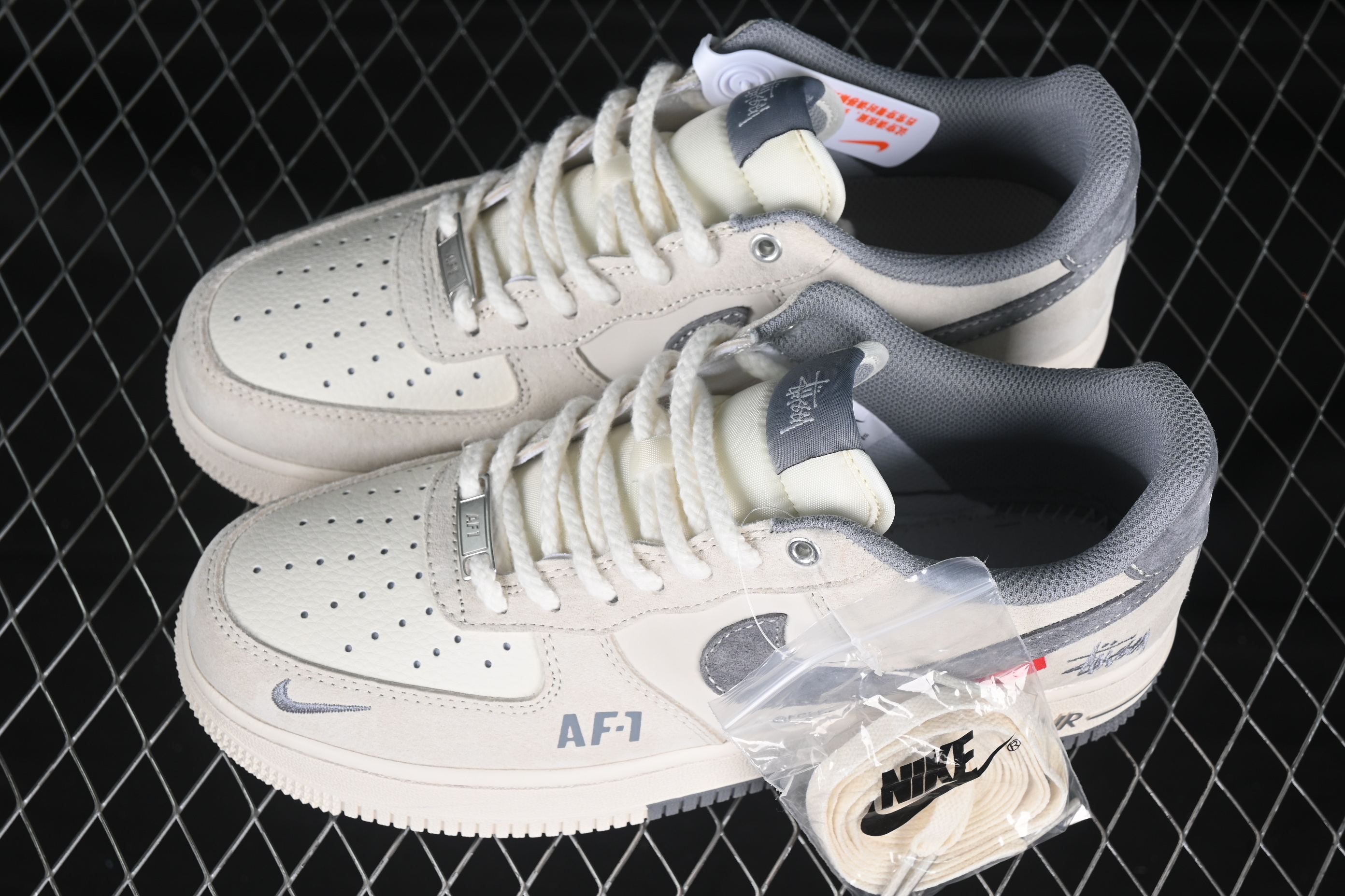Nk Air Force 1'07 Low Stussy Collaboration Double-piece Beige SJ6698-024 36-45