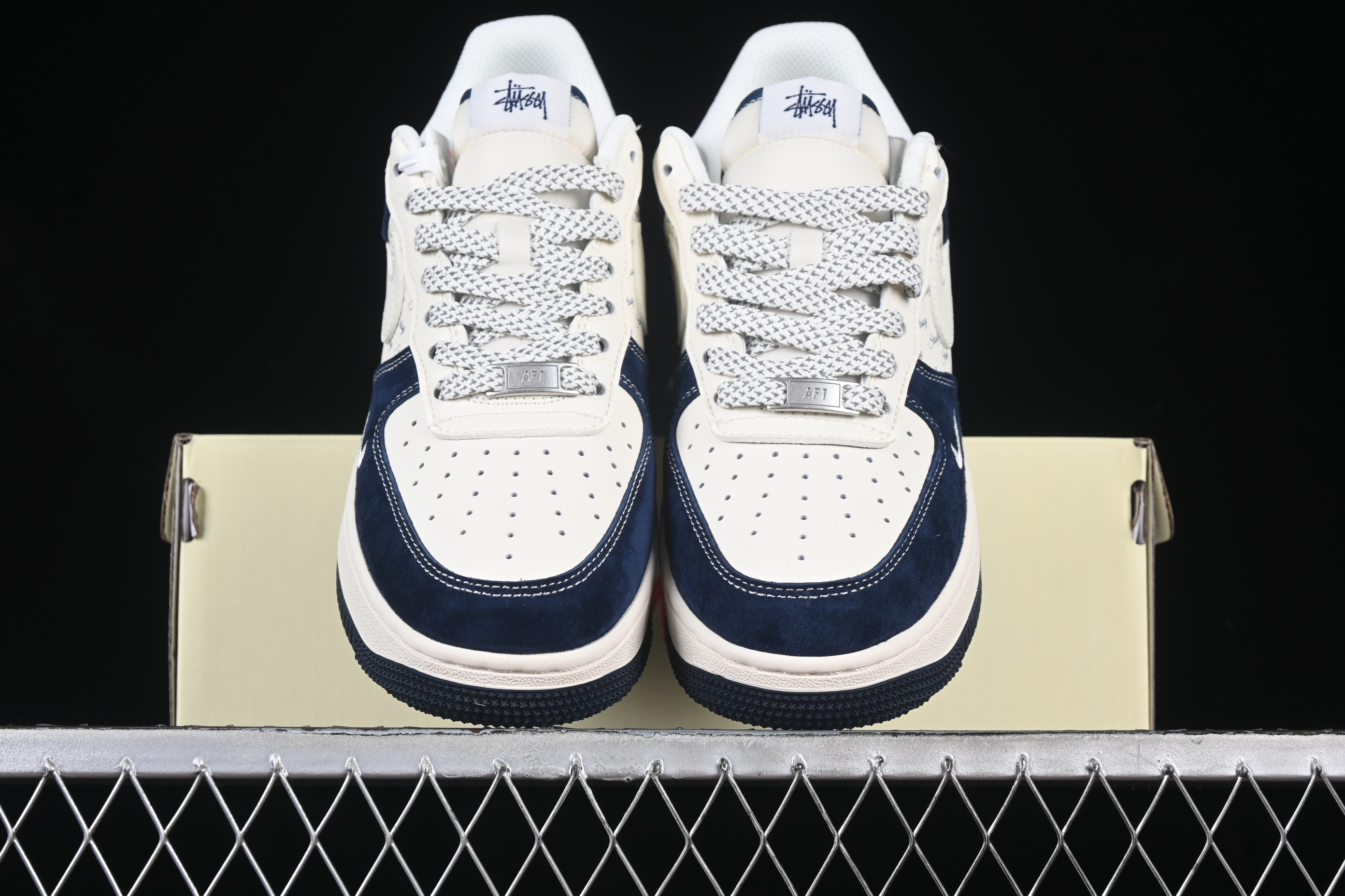 Nk Air Force 1'07 Low Stussy Collaboration Deep Blue Fur White Hook XZ6188-673 36-45