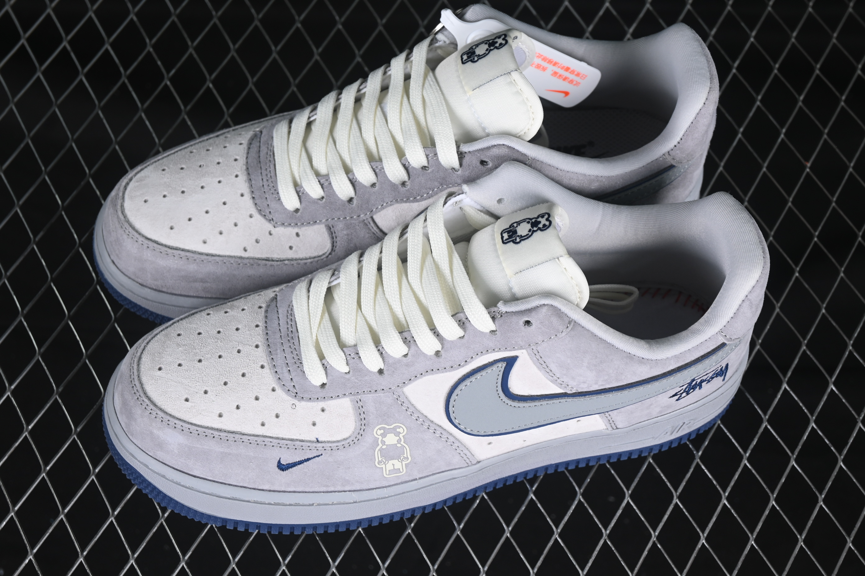 Nk Air Force 1'07 Low Stussy Collaboration Gray-blue Pig Eight Violent Bear DF0188-017 36-45